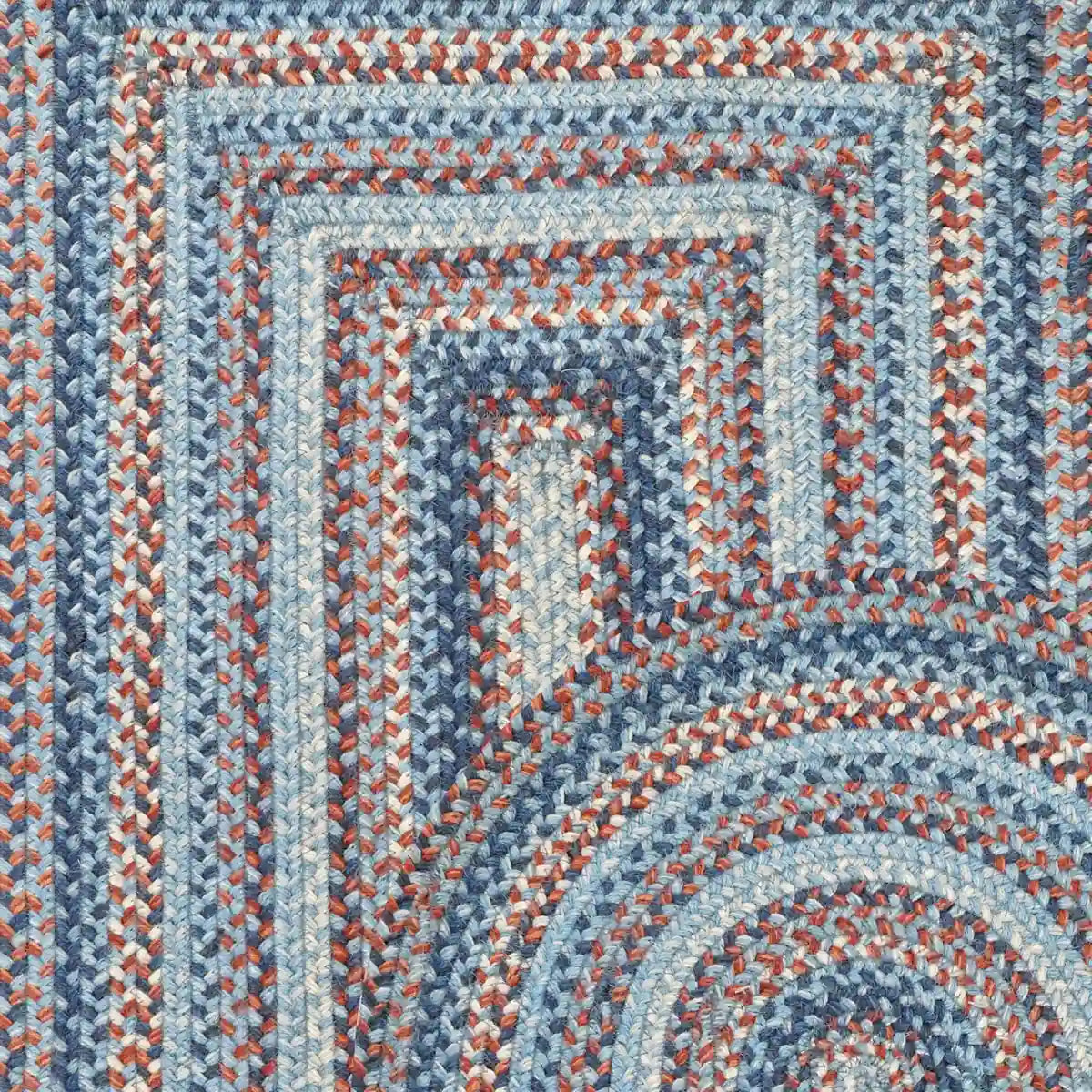 Cape Cod Blue Braided Jute Area Rug for Coastal Country Decor