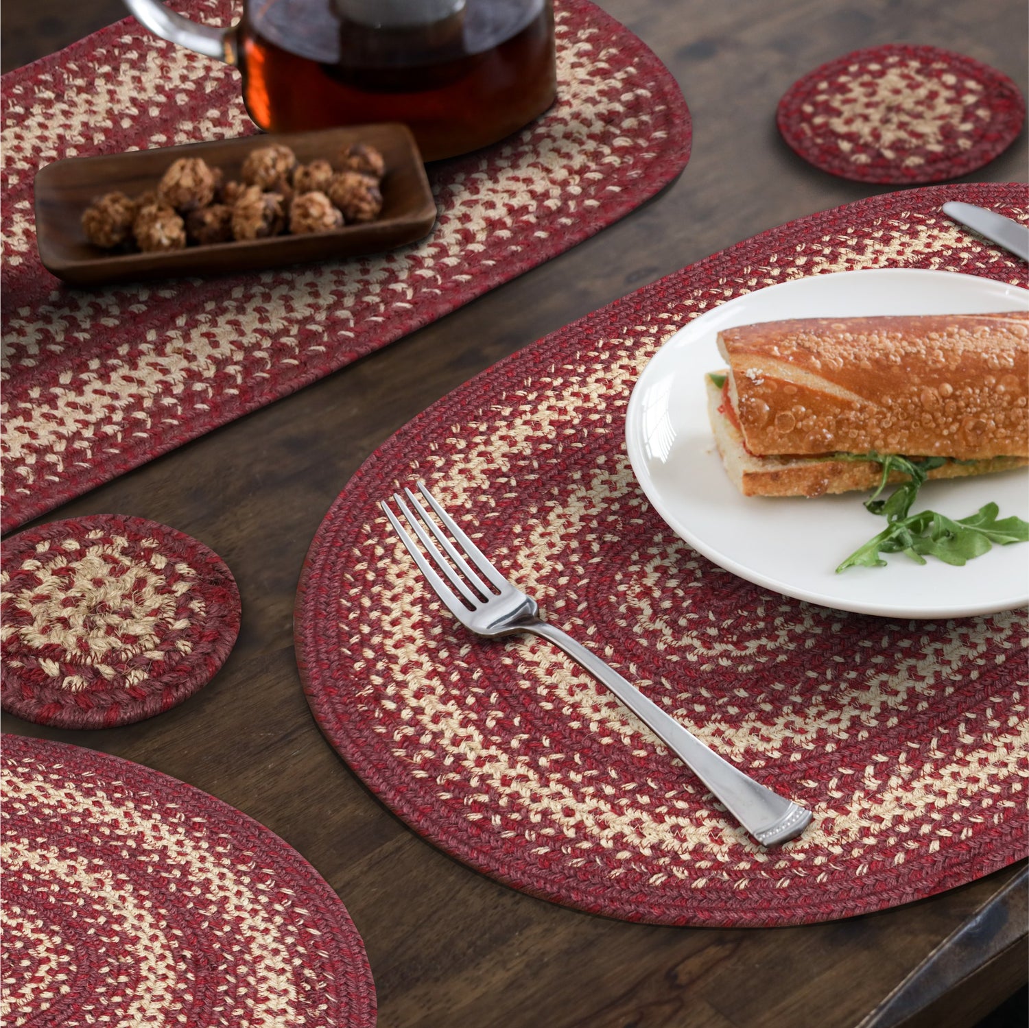 Autumn Maple Burgundy Jute Braided Accessories