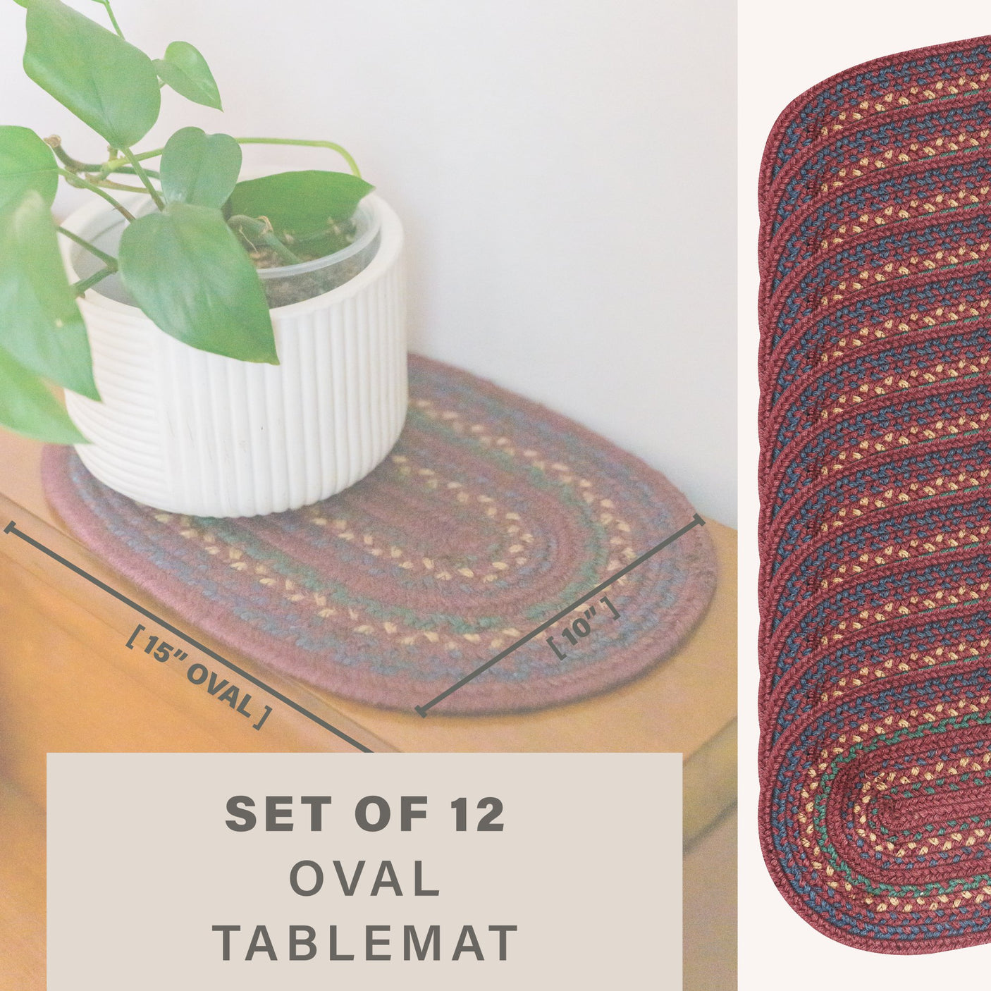Jamestown Burgundy Jute Braided Accessories