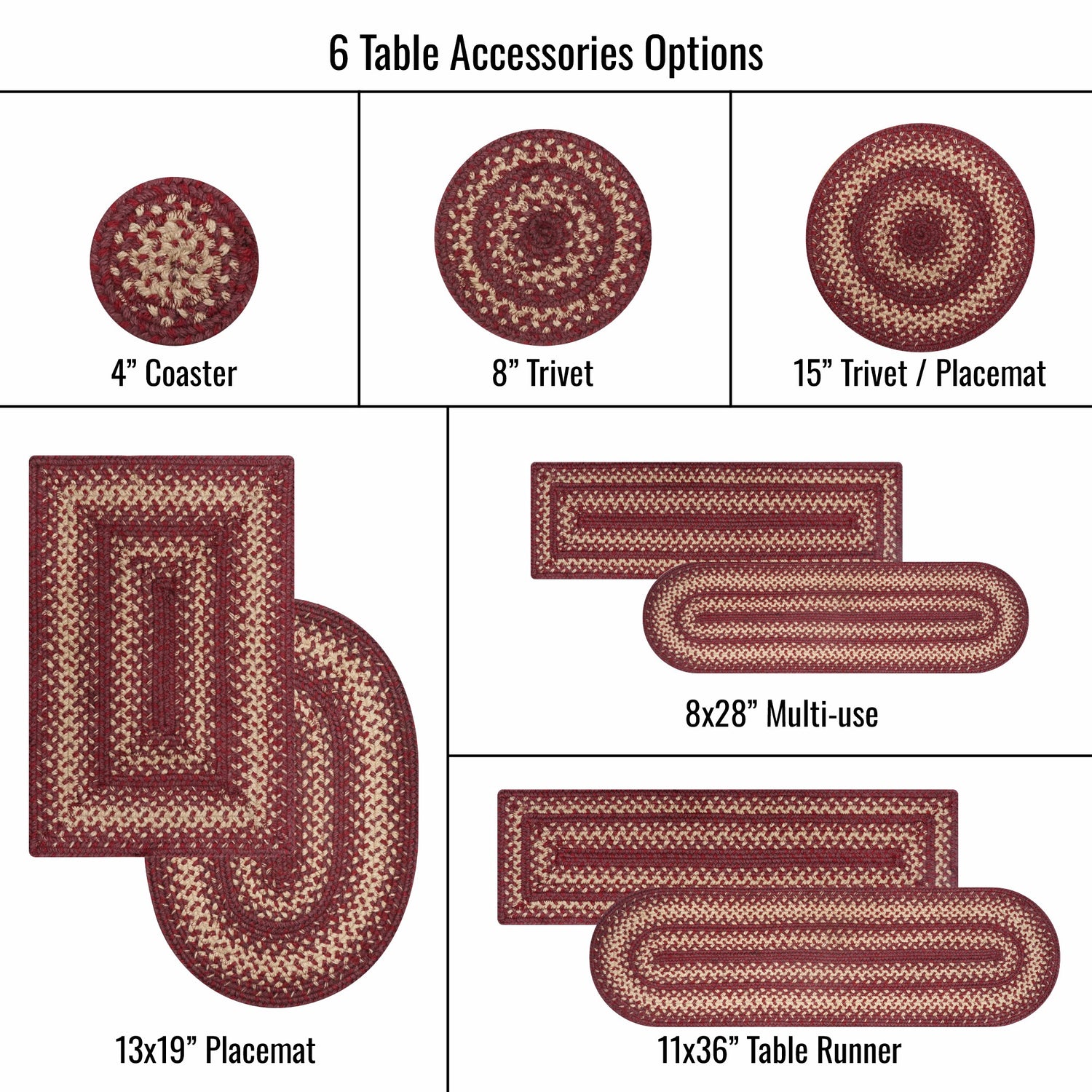 Autumn Maple Burgundy Jute Braided Accessories