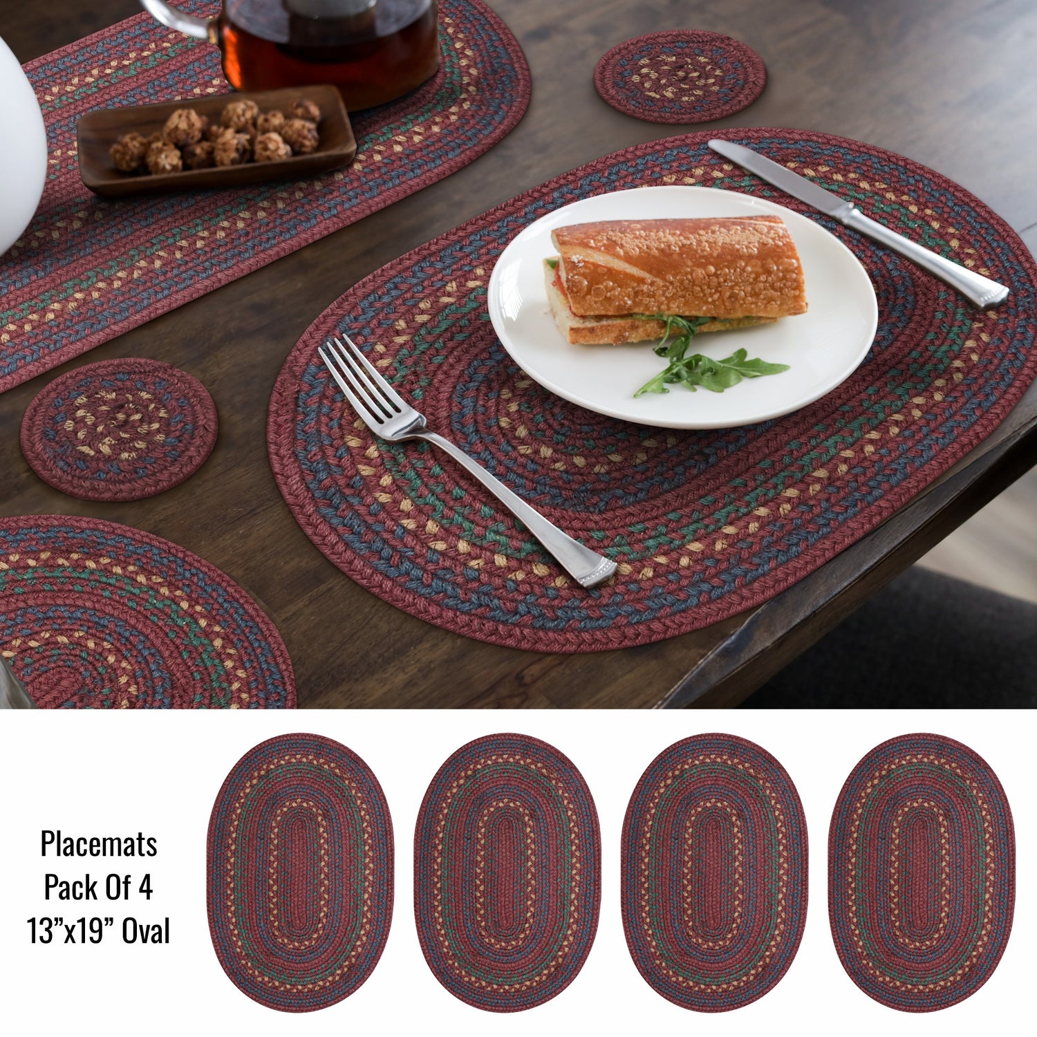 Jamestown Burgundy Jute Braided Accessories