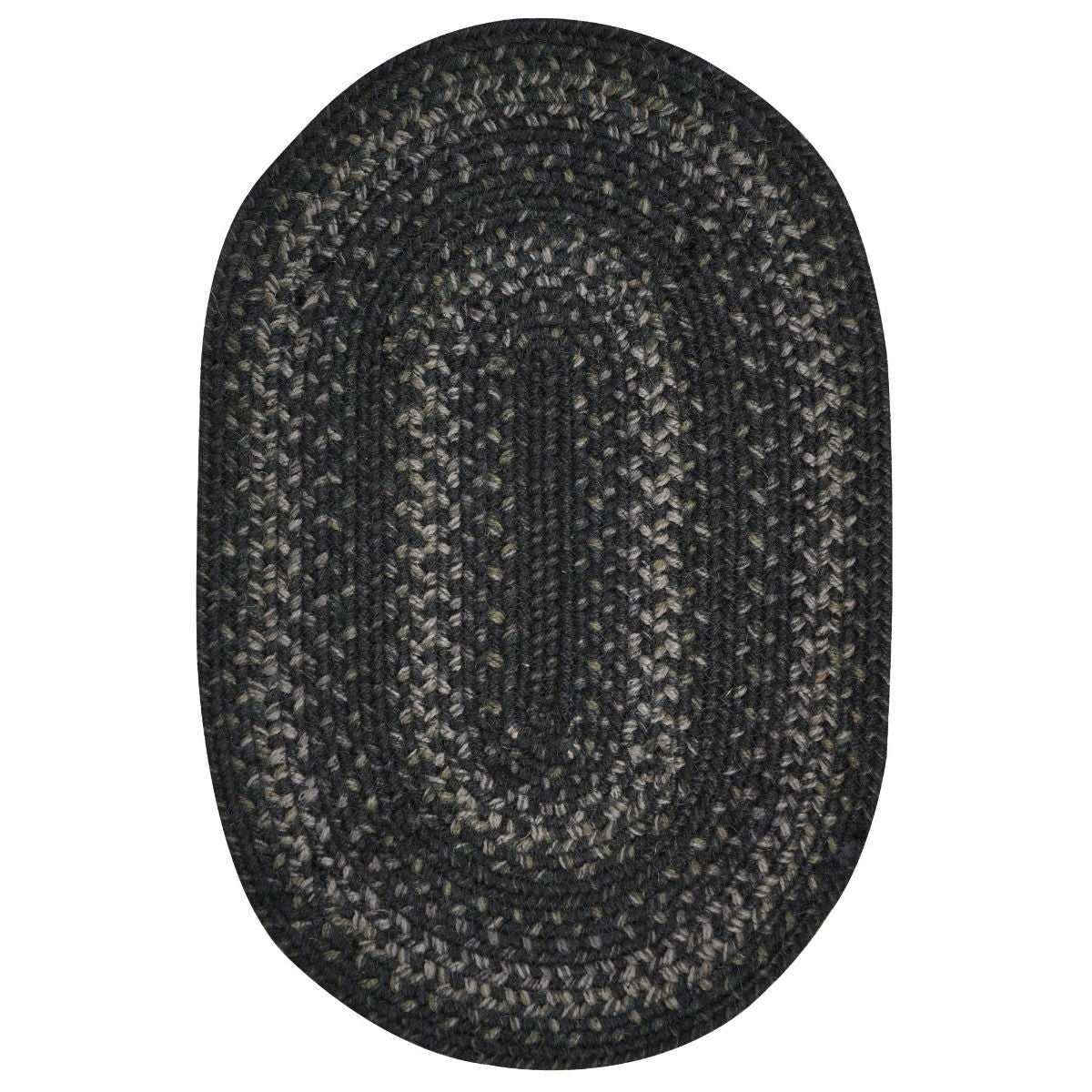 Jet Black Oval Jute Braided Rugs
