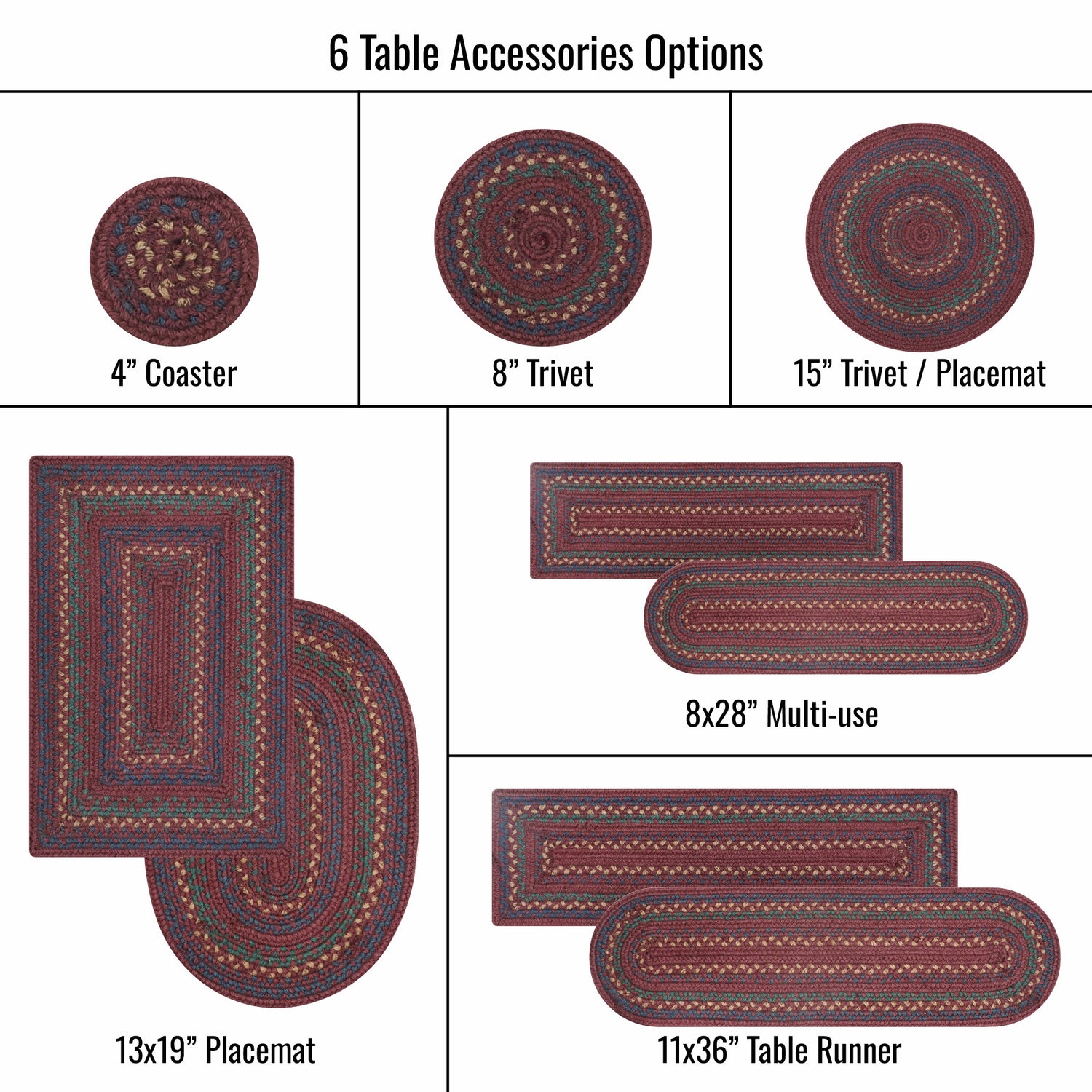 Jamestown Burgundy Jute Braided Accessories