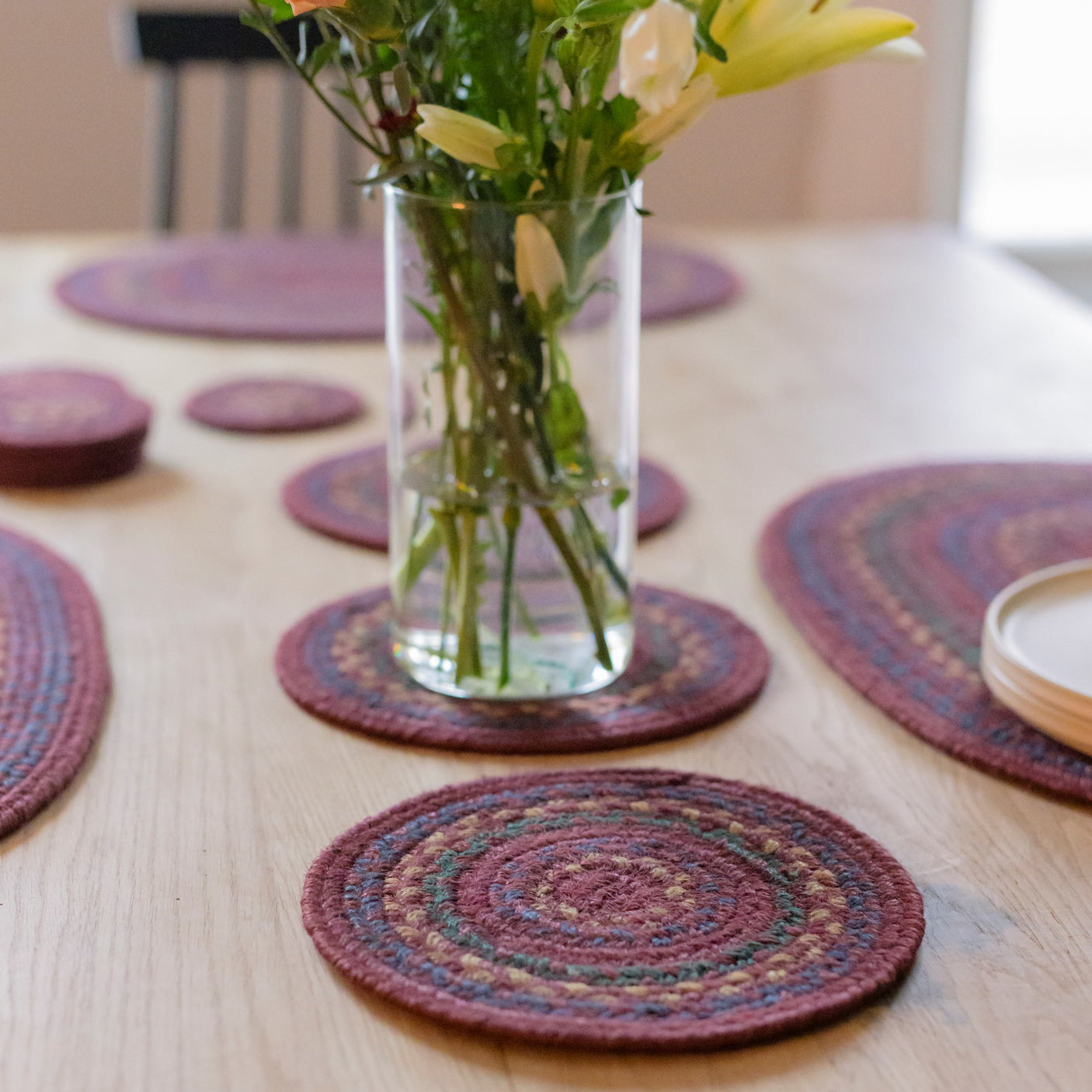 Jamestown Burgundy Jute Braided Accessories