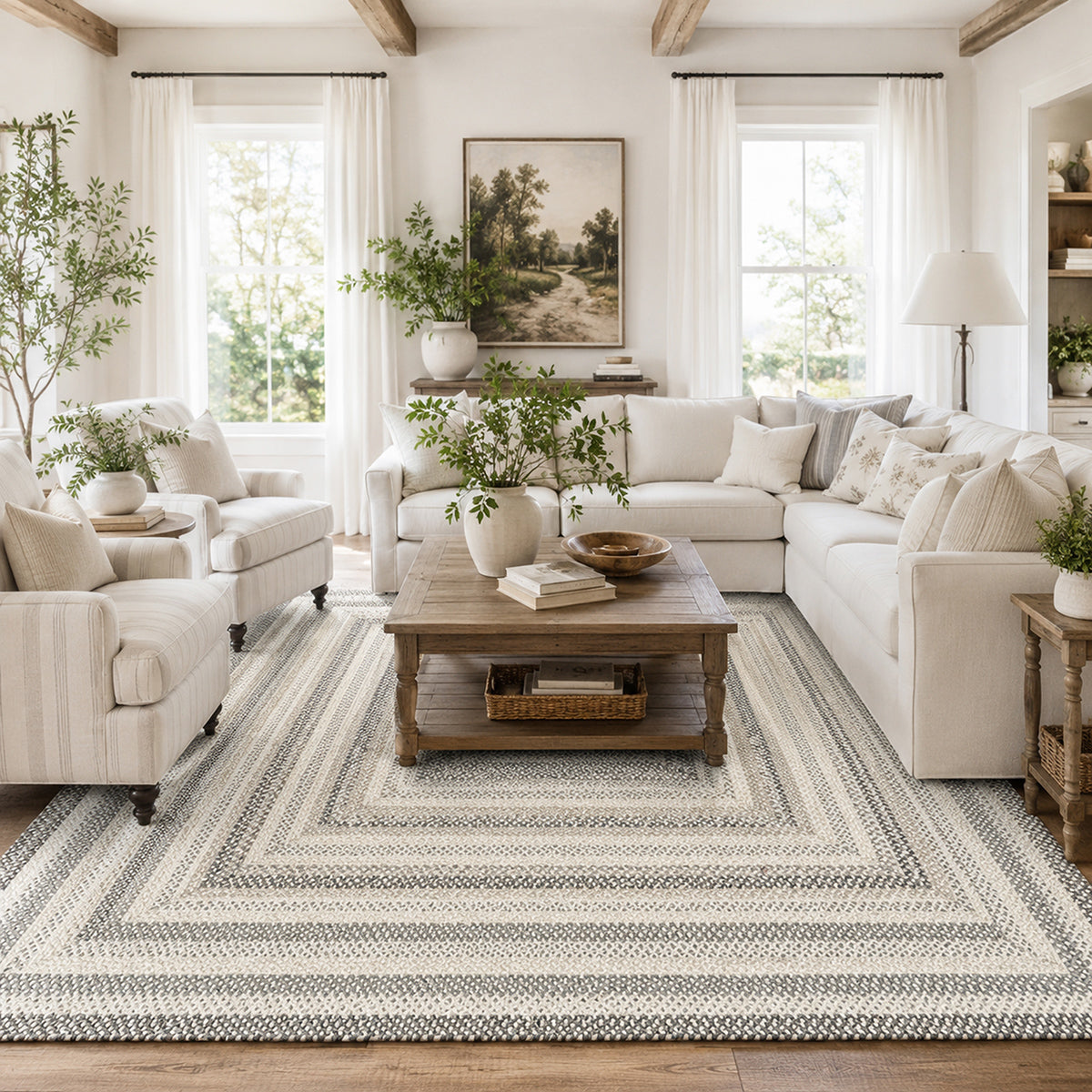 Birch Ivory Braided Jute Rugs for Country Decor