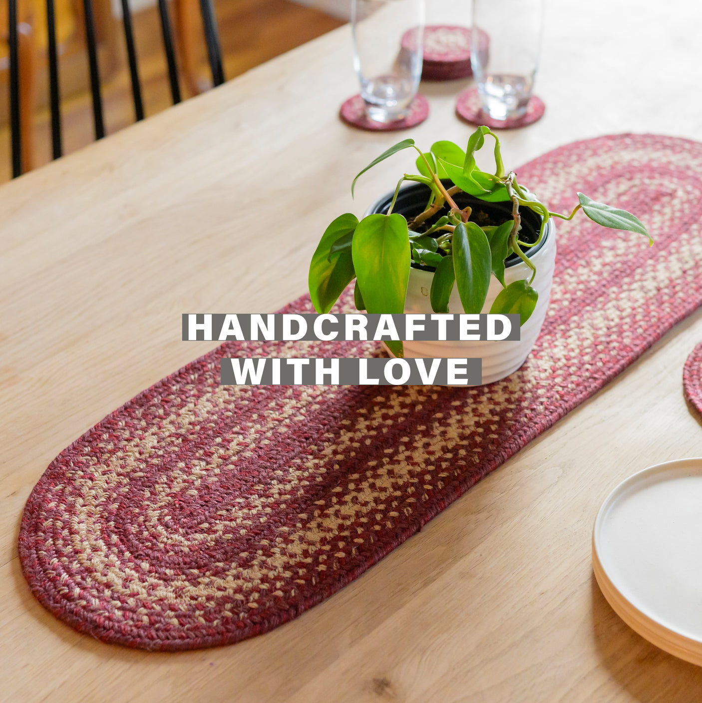 Autumn Maple Burgundy Jute Braided Accessories
