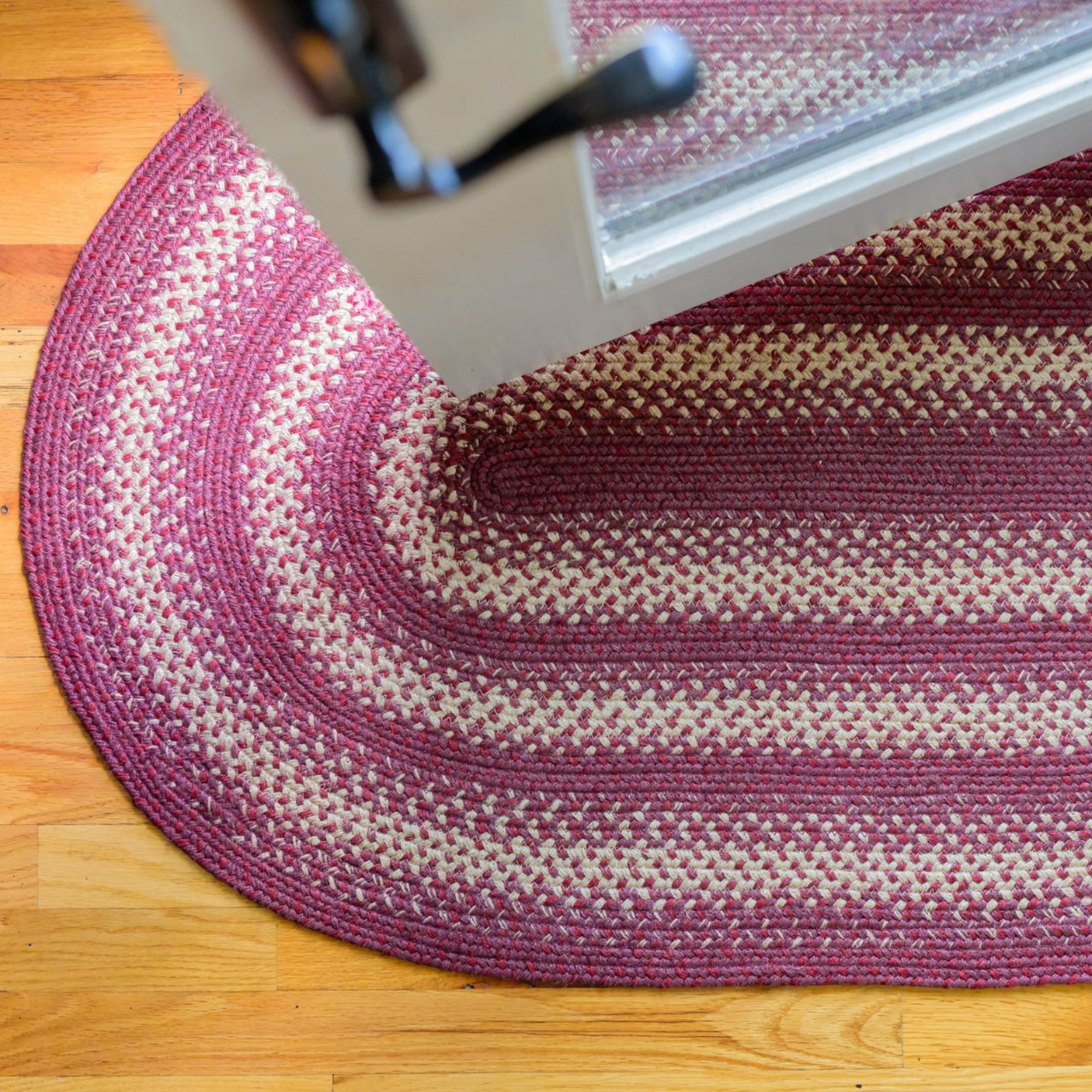 Autumn Maple Burgundy Jute Braided Rugs Oval