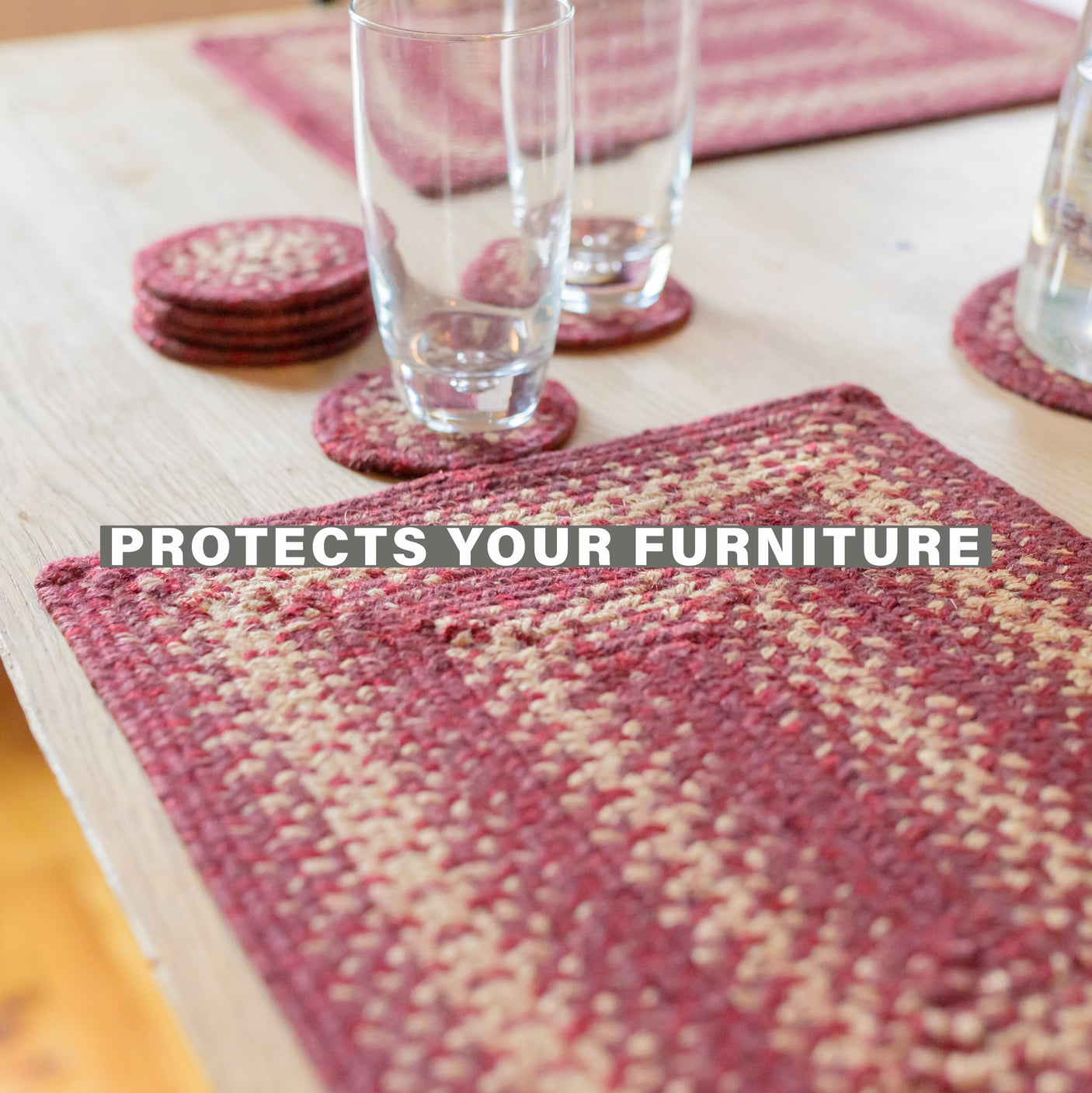 Autumn Maple Burgundy Jute Braided Accessories
