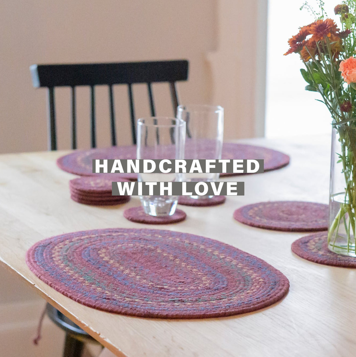 Jamestown Burgundy Jute Braided Accessories