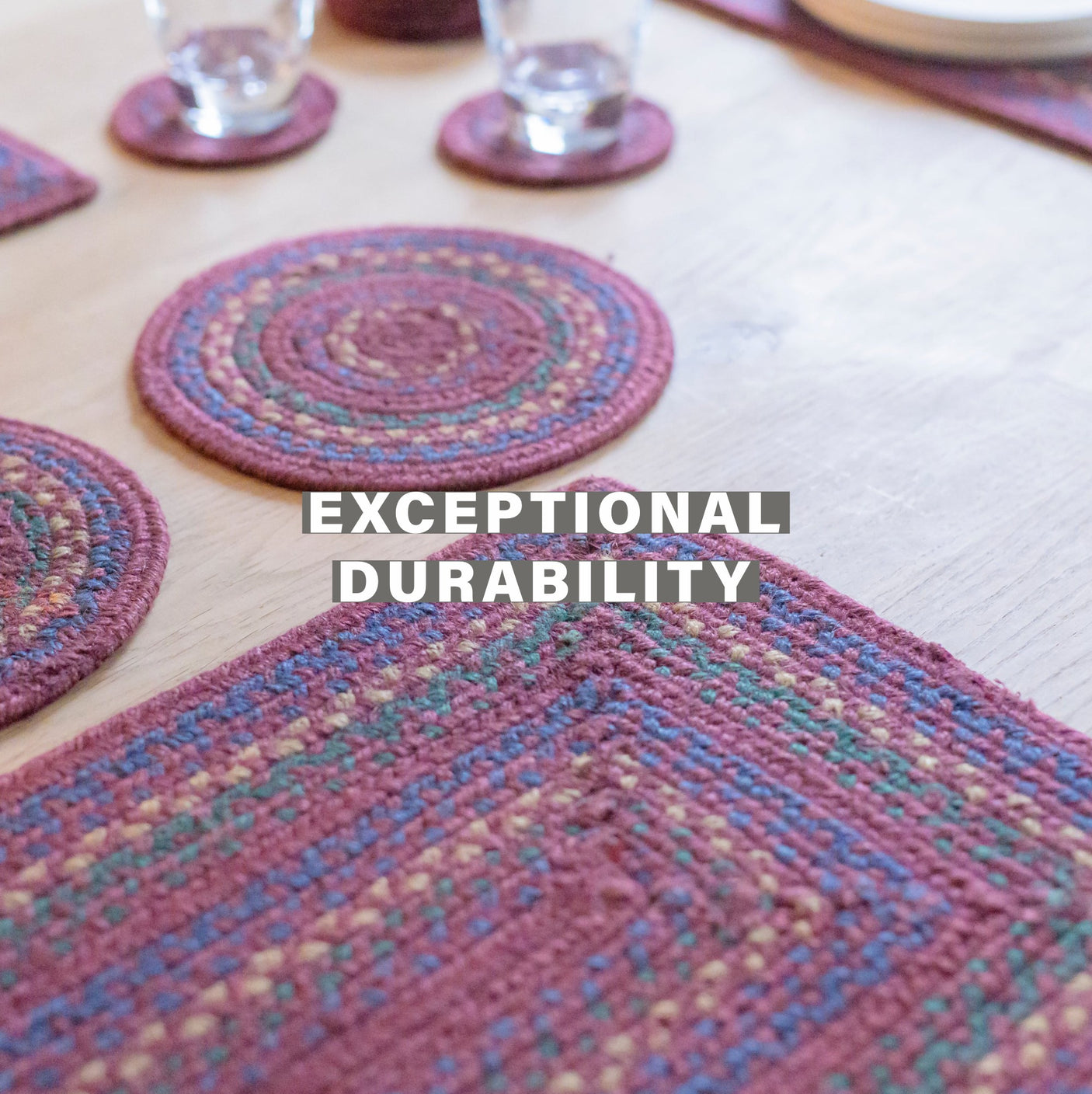 Jamestown Burgundy Jute Braided Accessories