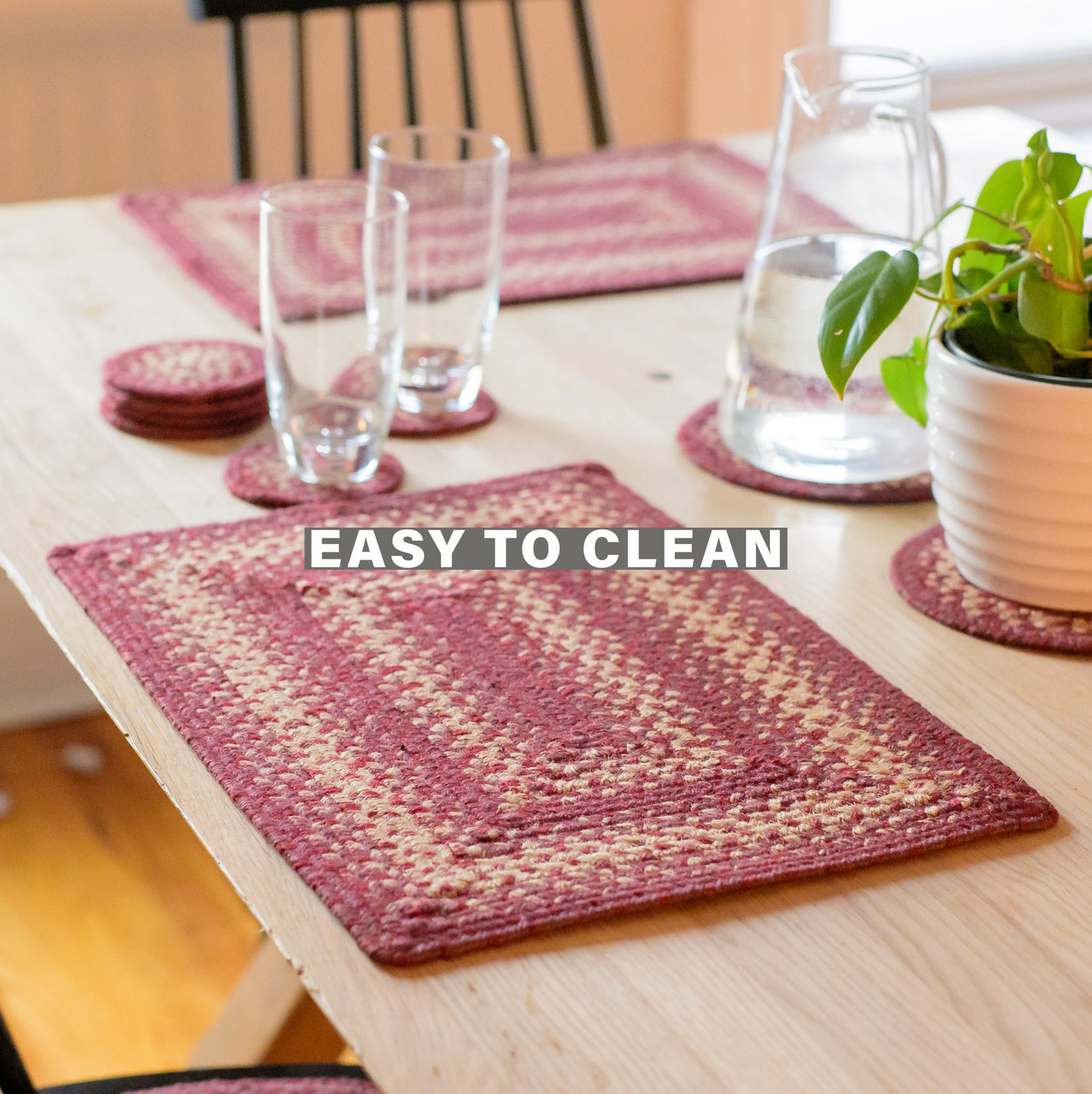 Autumn Maple Burgundy Jute Braided Accessories