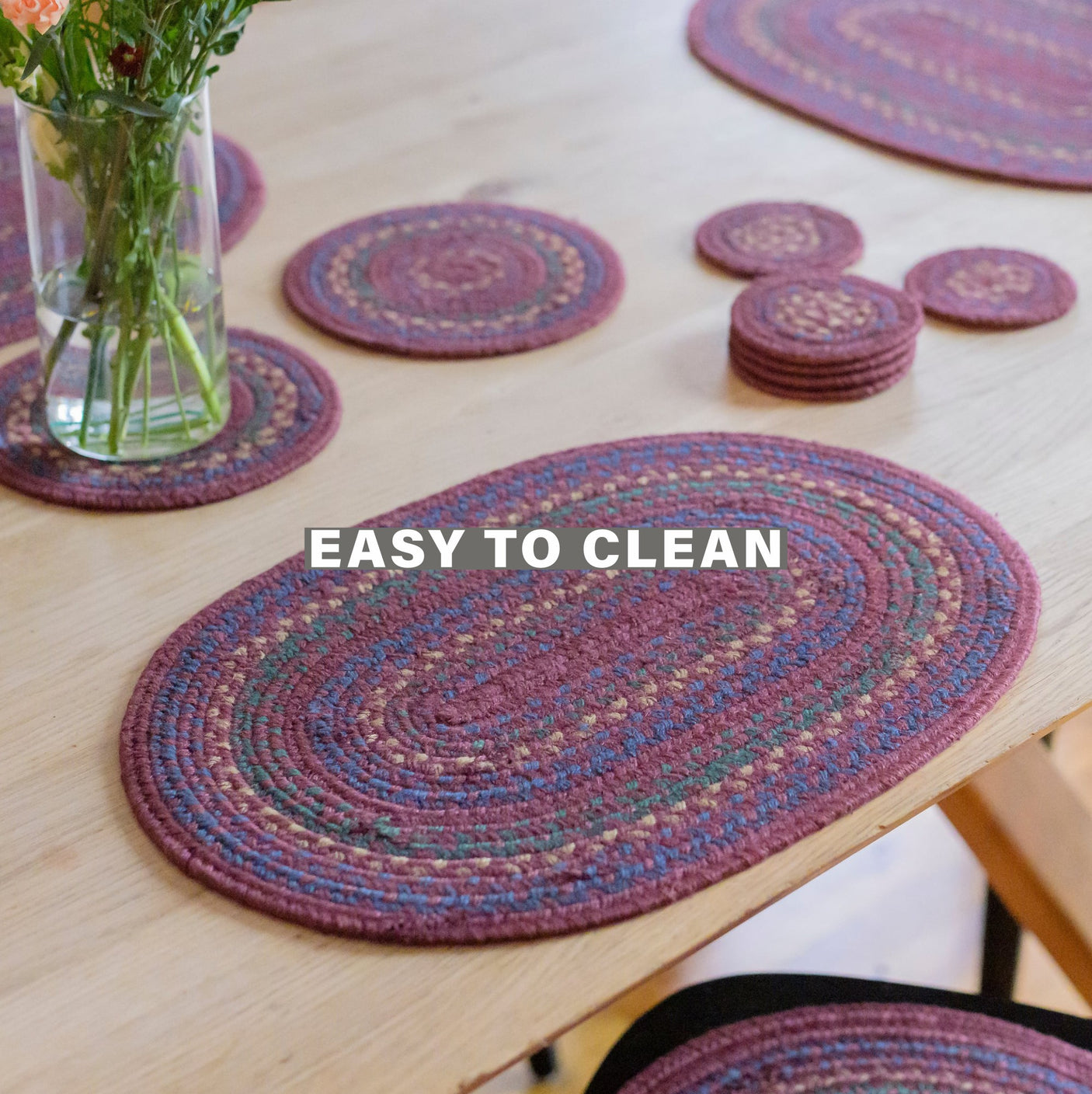 Jamestown Burgundy Jute Braided Accessories