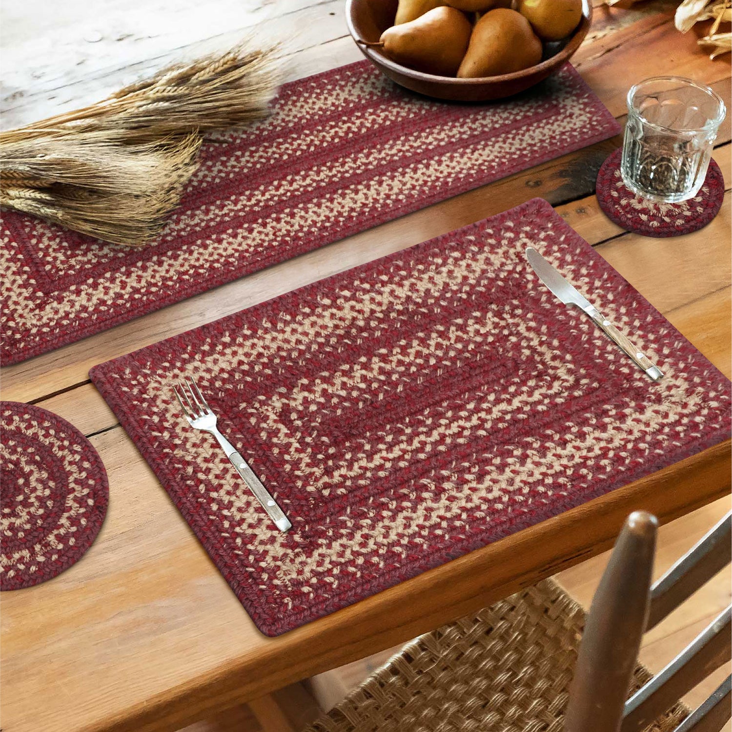 Autumn Maple Burgundy Jute Braided Accessories