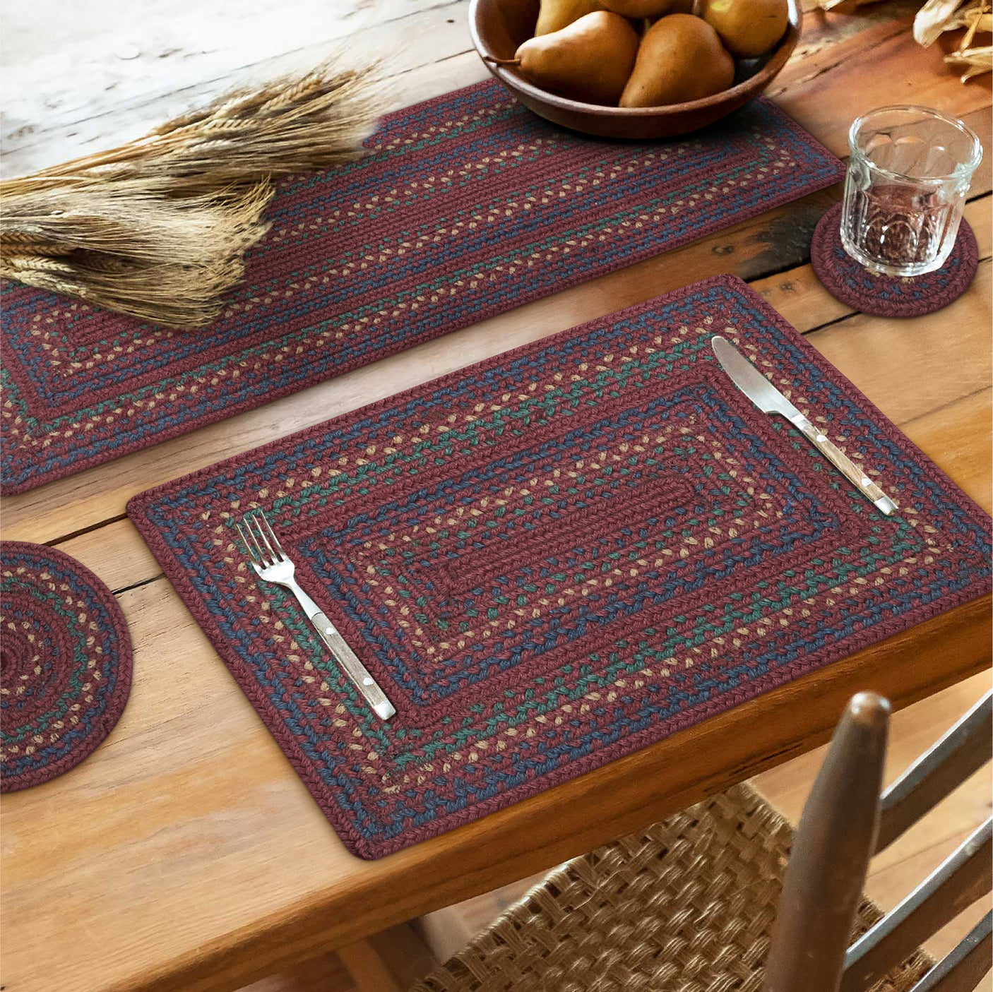 Jamestown Burgundy Jute Braided Accessories