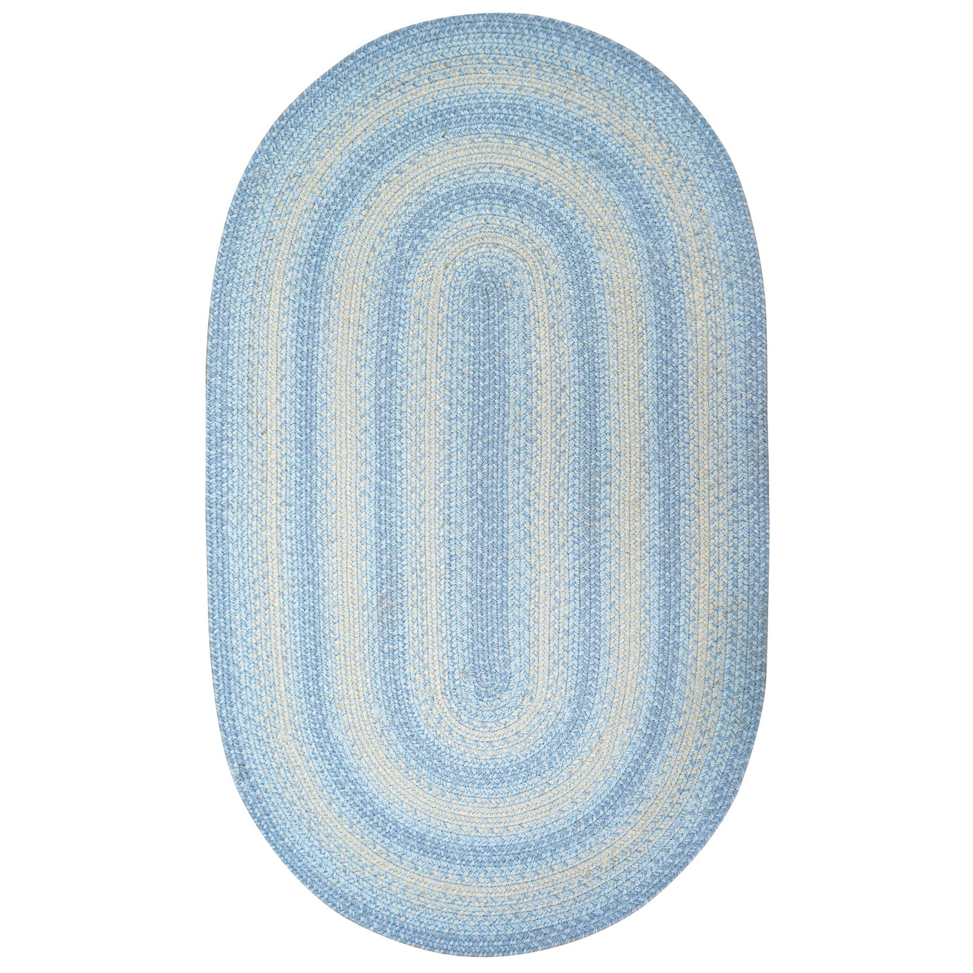 Sky Blue Jute Oval Braided Rugs