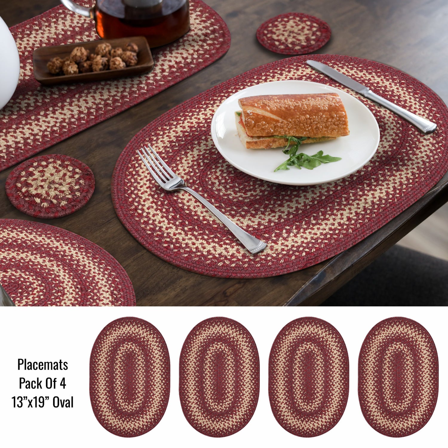 Autumn Maple Burgundy Jute Braided Accessories