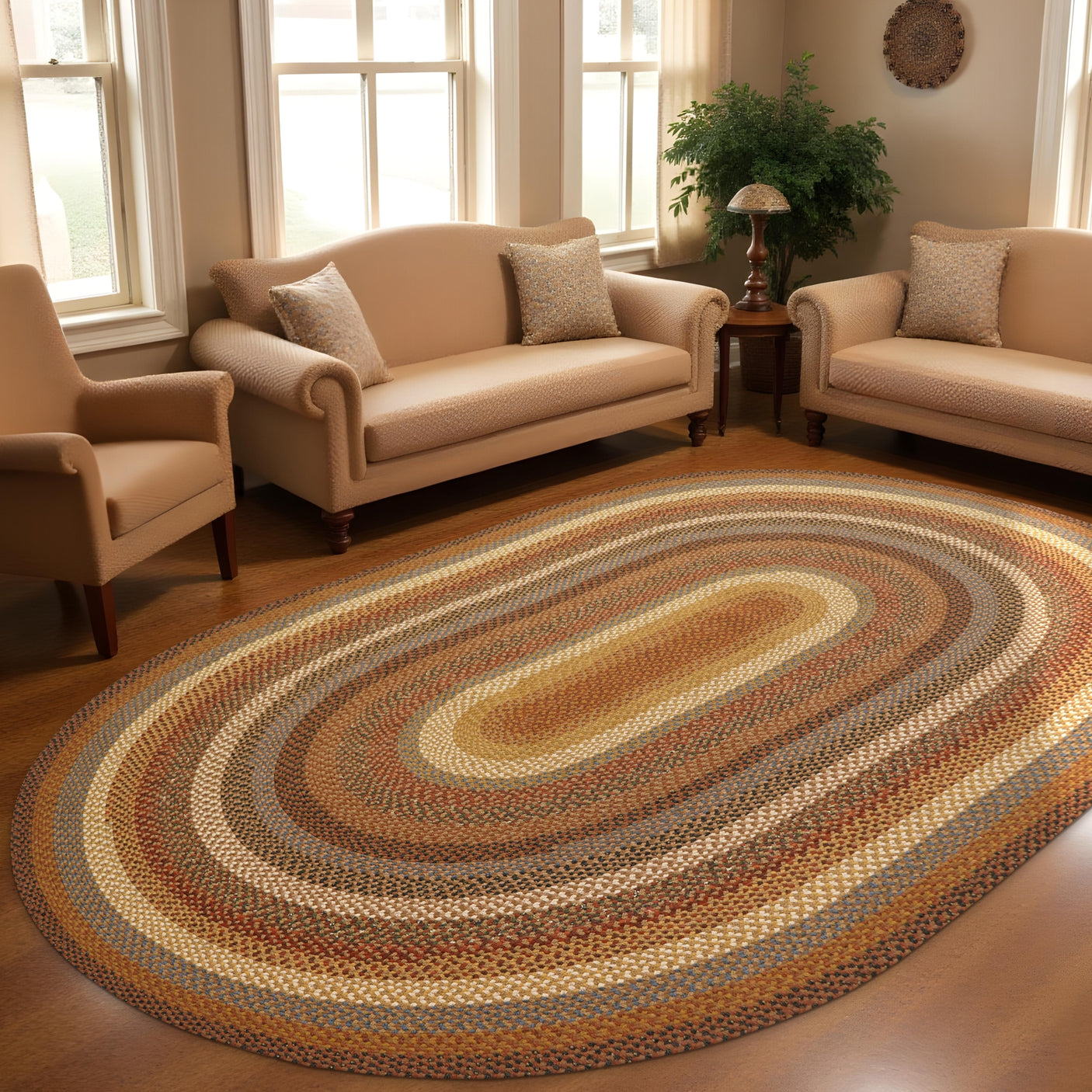 Biscotti Multi Color Oval Braided Rugs