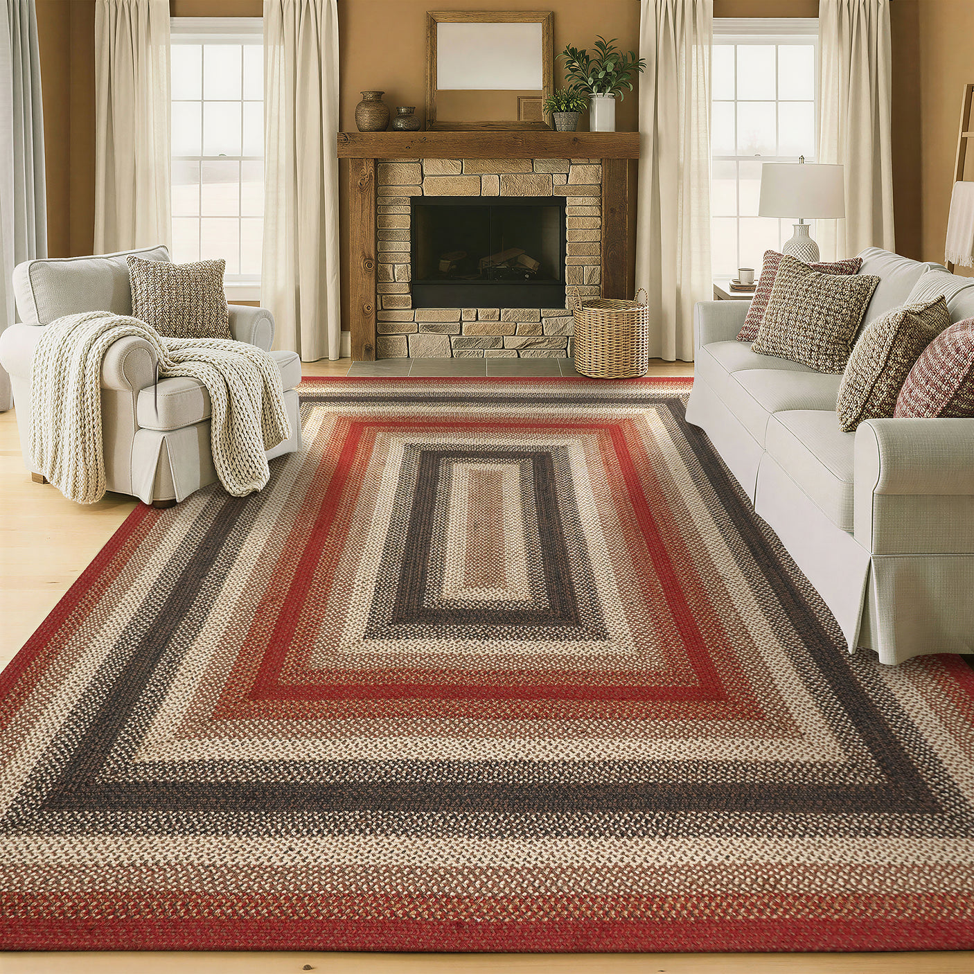 Chester Red Jute Braided Area Rugs
