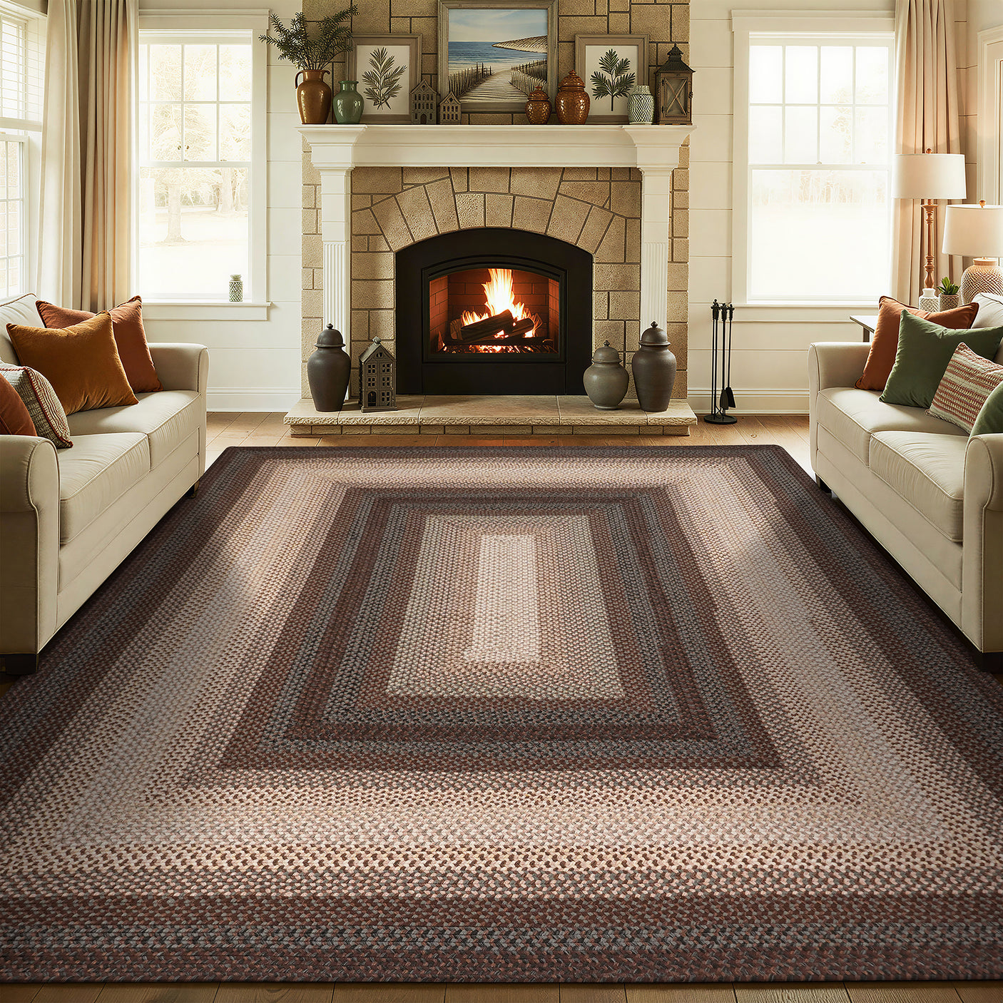 Driftwood Brown Braided Rug