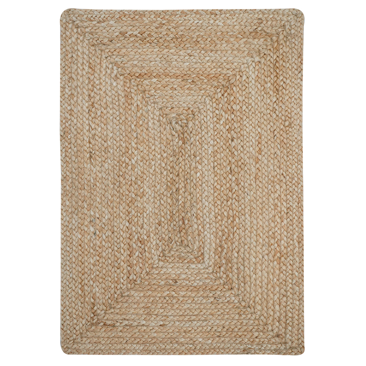 George Premium Hand Spun Jute Braided Area Rug, Won't Fray or Shed, Superior Golden Tone