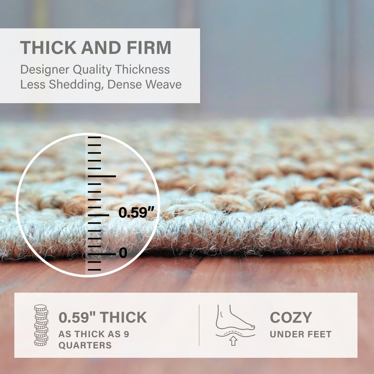 Nira Hand Spun Jute Rug, Raised Diamond Trellis with 3D Looped Yarn Detailing