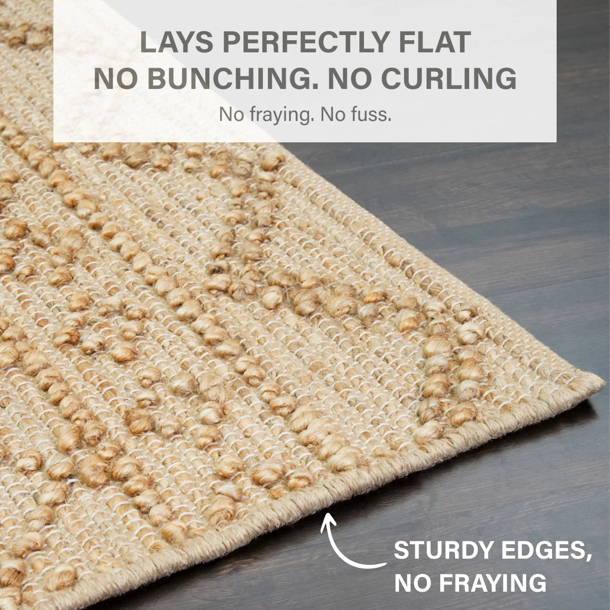 Nira Hand Spun Jute Rug, Raised Diamond Trellis with 3D Looped Yarn Detailing