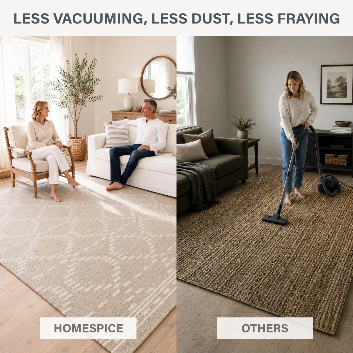 Dune Warm Brown Diamond Jute Rug with White Dotted Lines and Premium Cotton Backing