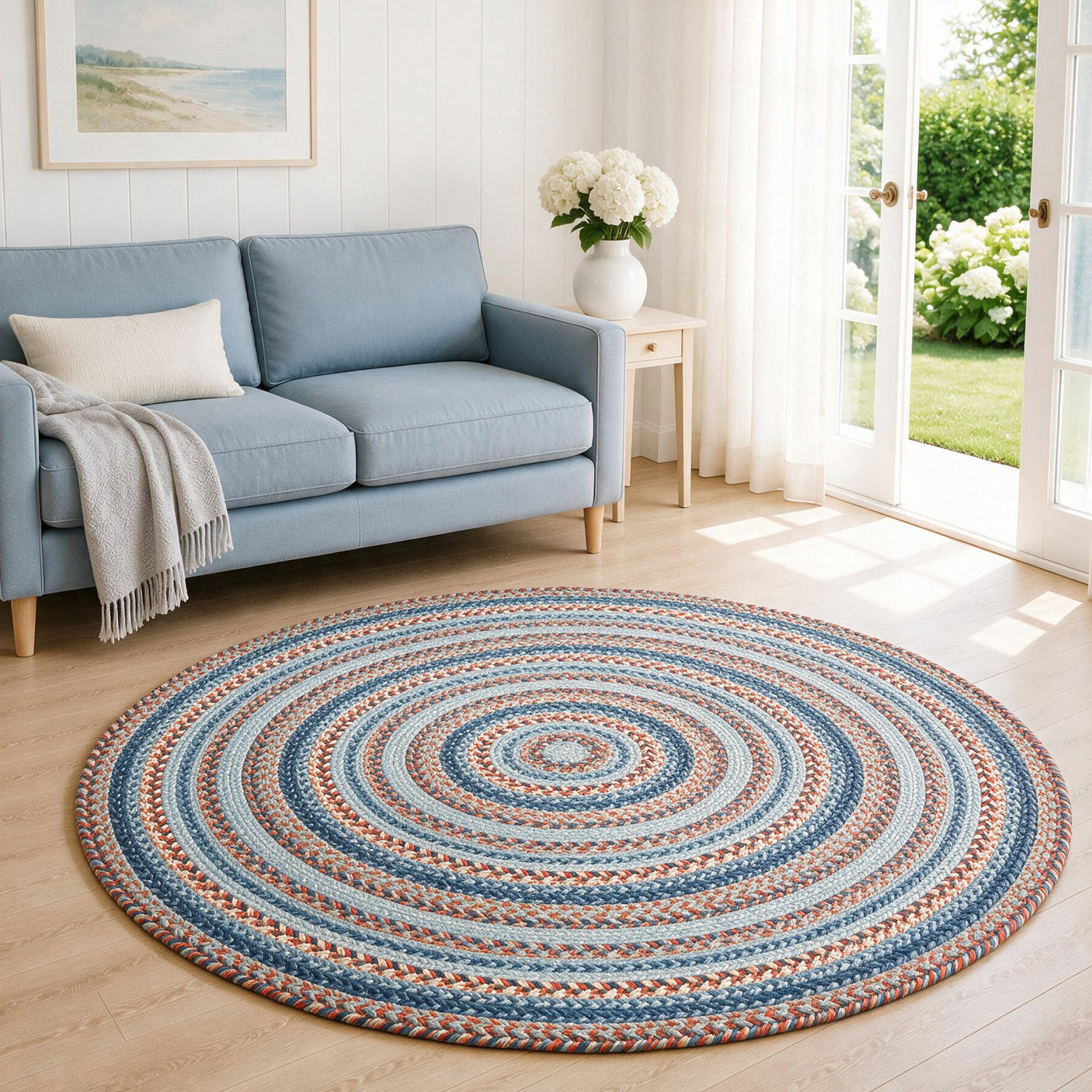 Cape Cod Blue Jute Braided Round Rugs