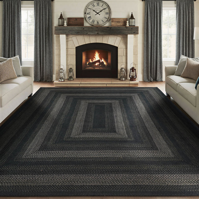 Jet Black Jute Braided Area Rug