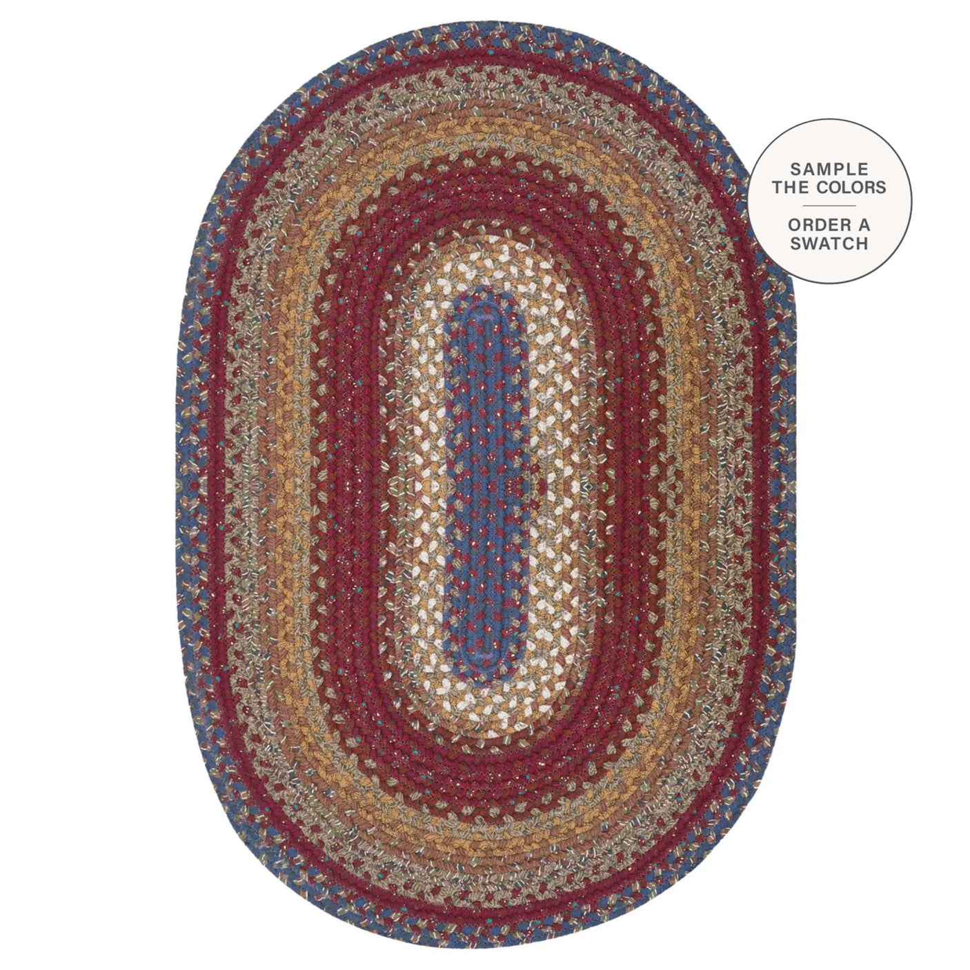 Log Cabin Step Multi Color Oval Braided Rug