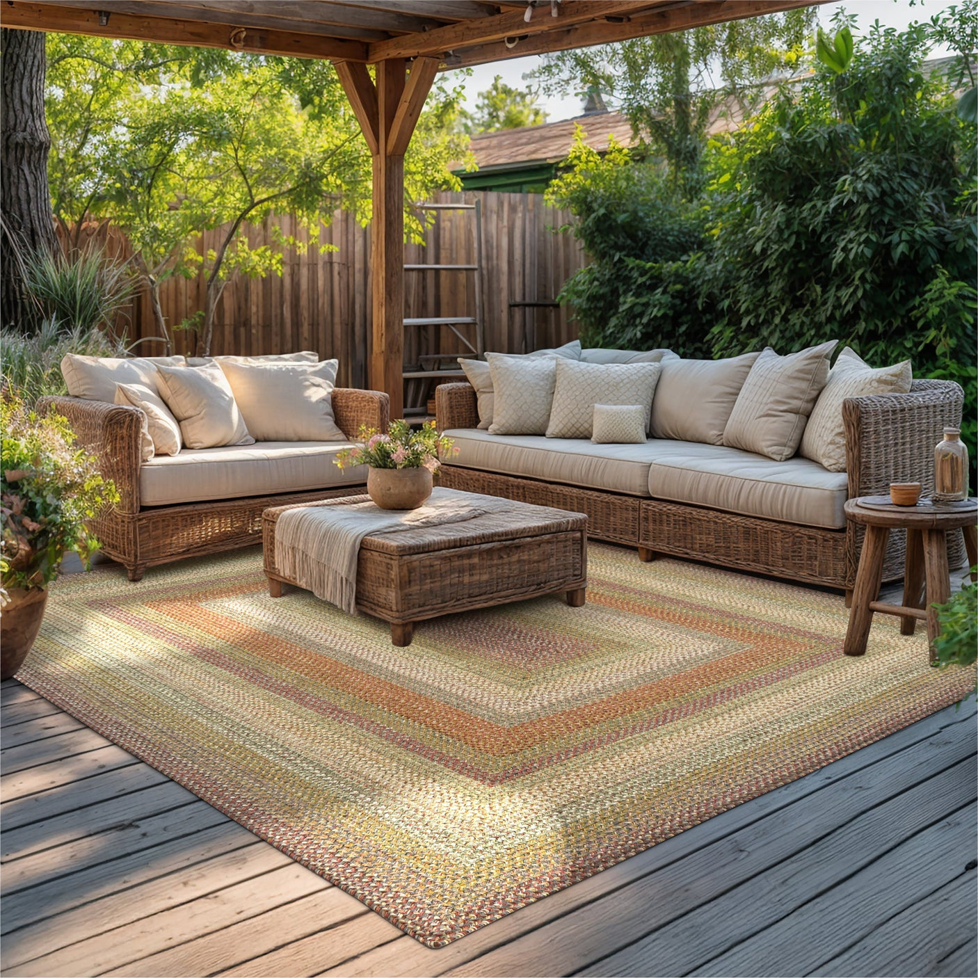 Rainforest Multi Color Braided Rectangular Rugs