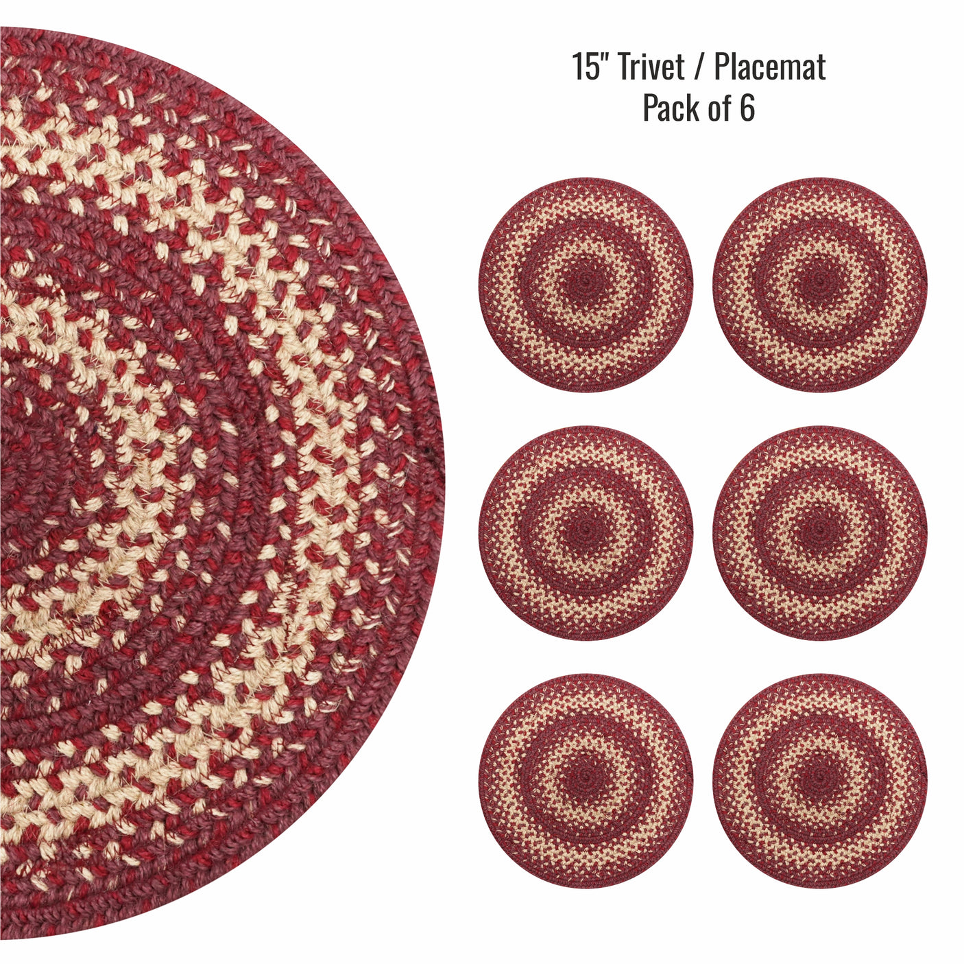 Autumn Maple Burgundy Jute Braided Accessories