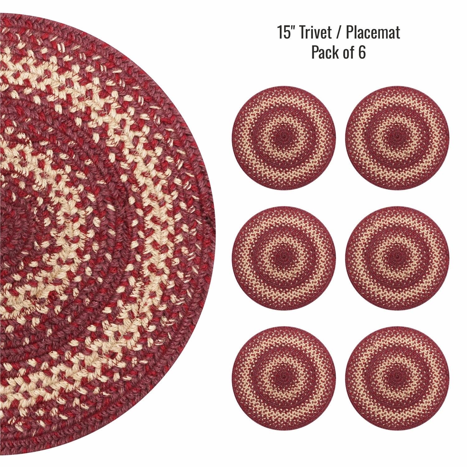 Autumn Maple Burgundy Jute Braided Accessories