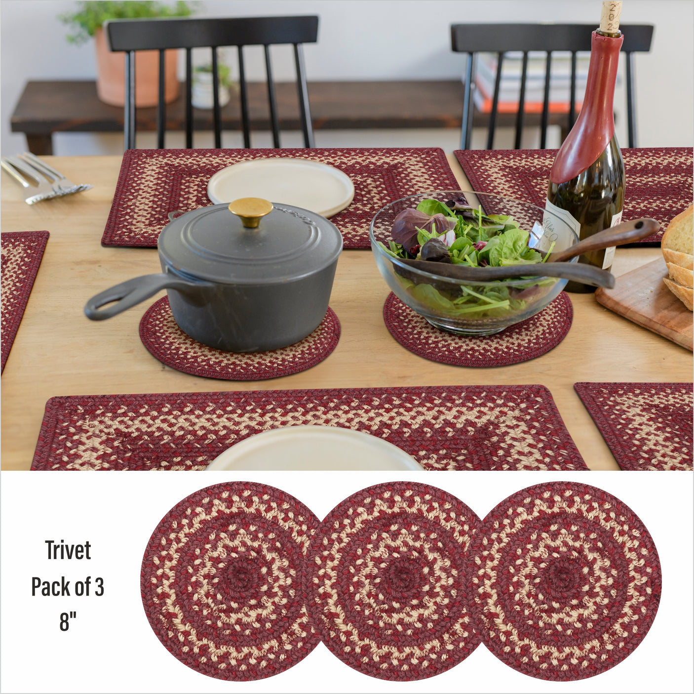 Autumn Maple Burgundy Jute Braided Accessories