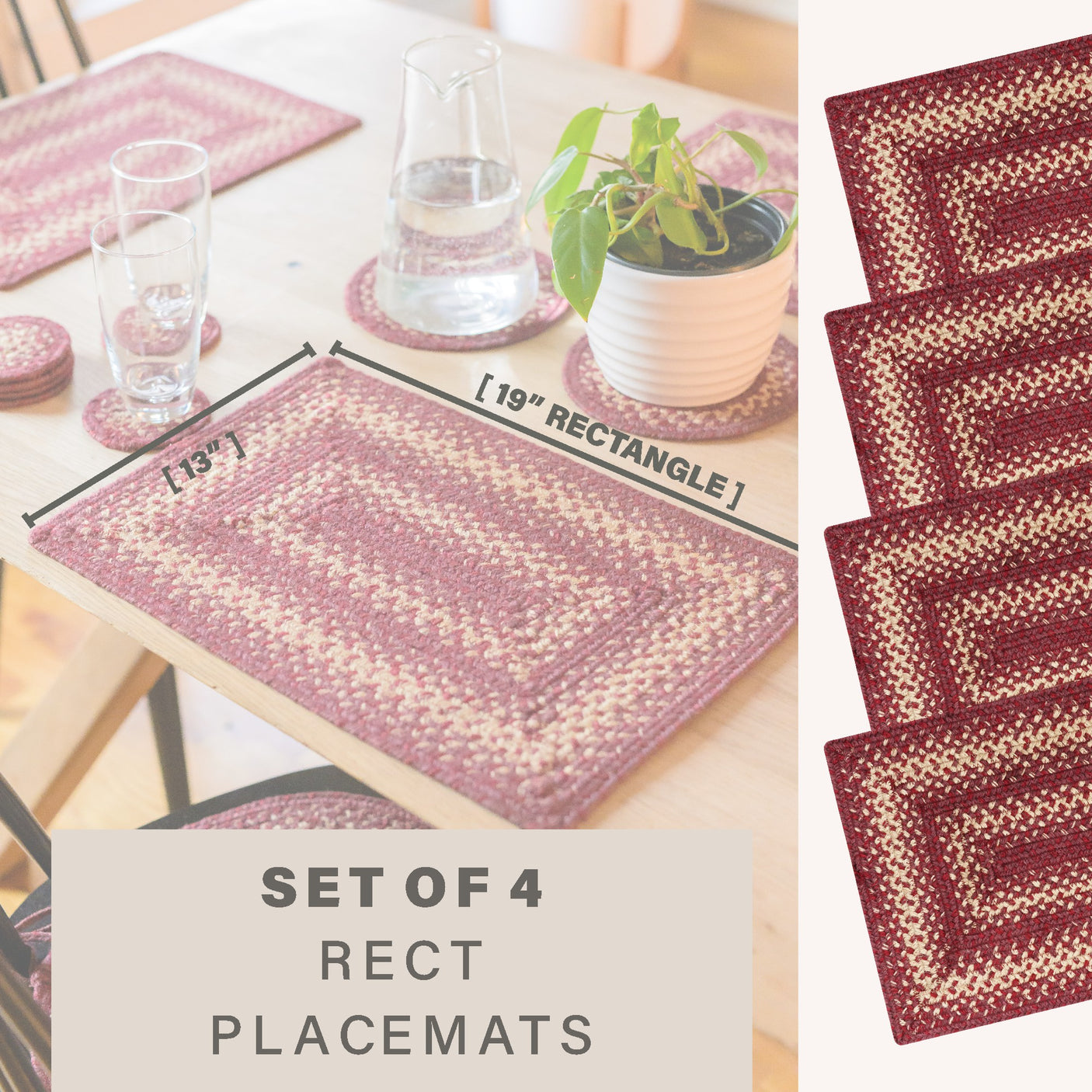 Autumn Maple Burgundy Jute Braided Accessories