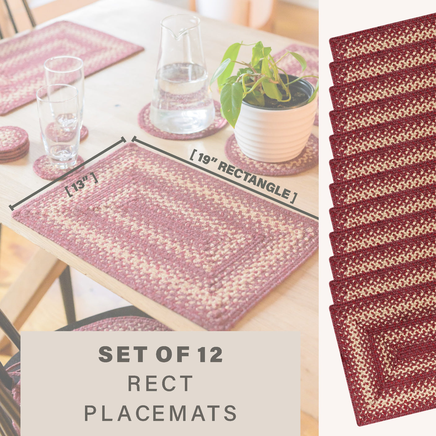 Autumn Maple Burgundy Jute Braided Accessories