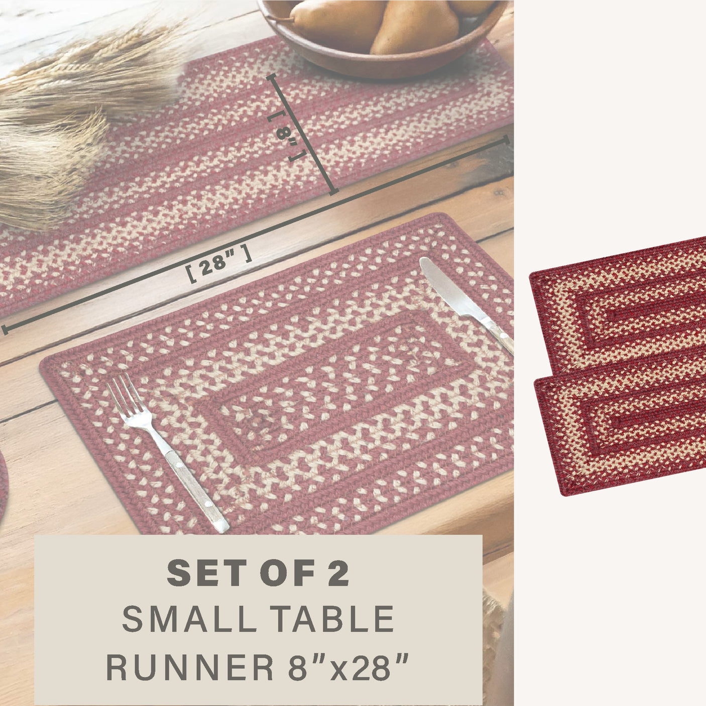 Autumn Maple Burgundy Jute Braided Accessories