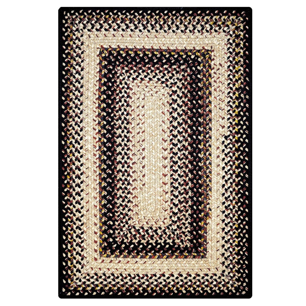 Black Mist Black-Brown-Cream Rectangular UD Braided Rug
