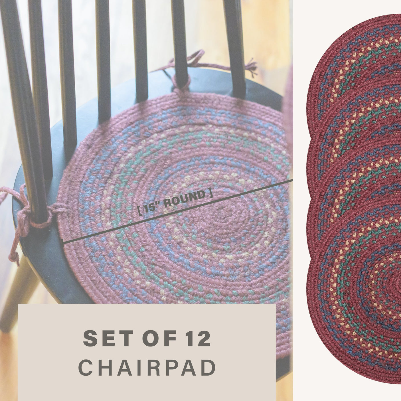 Jamestown Burgundy Jute Braided Accessories