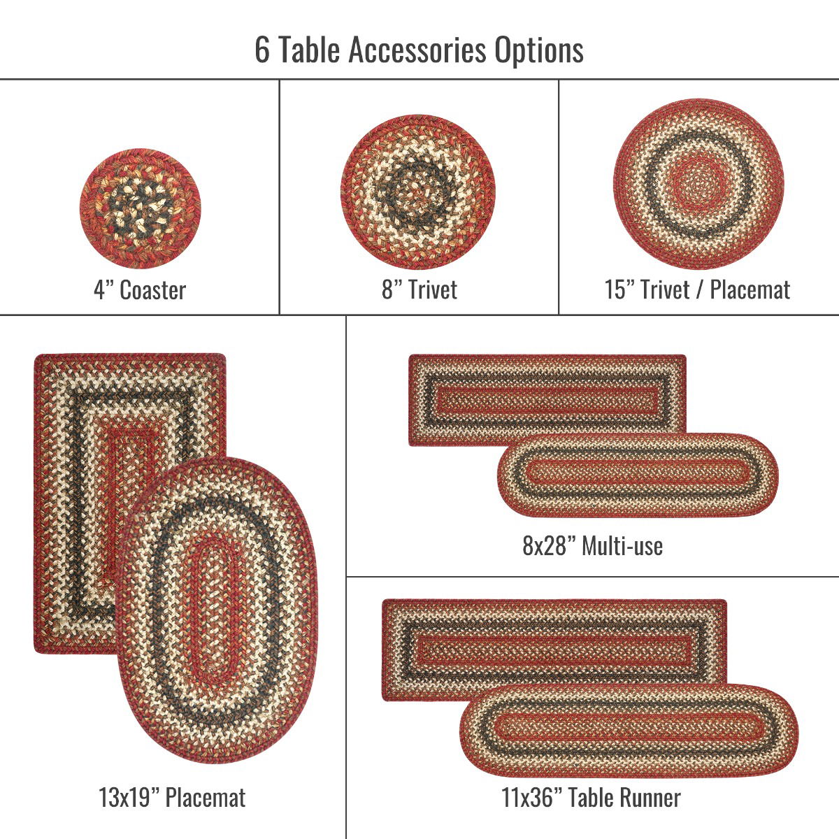 Best Rectangular, Oval and Round Red Braided Accessories for Kitchen and Living Room Placemats