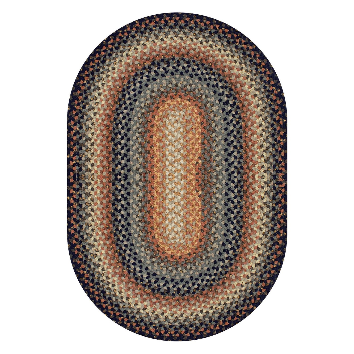 Cocoa Bean Black - Grey Cotton Braided Oval Rug
