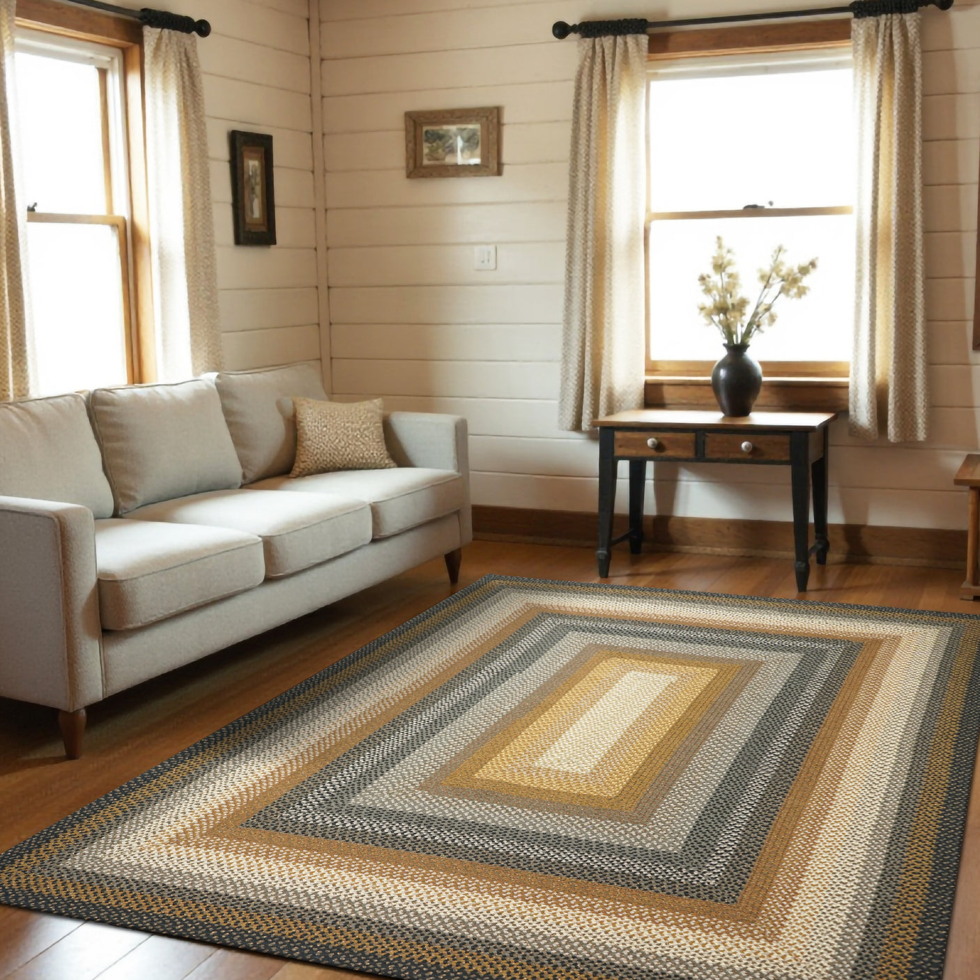Cocoa Bean Black, Grey Cotton Braided Rugs