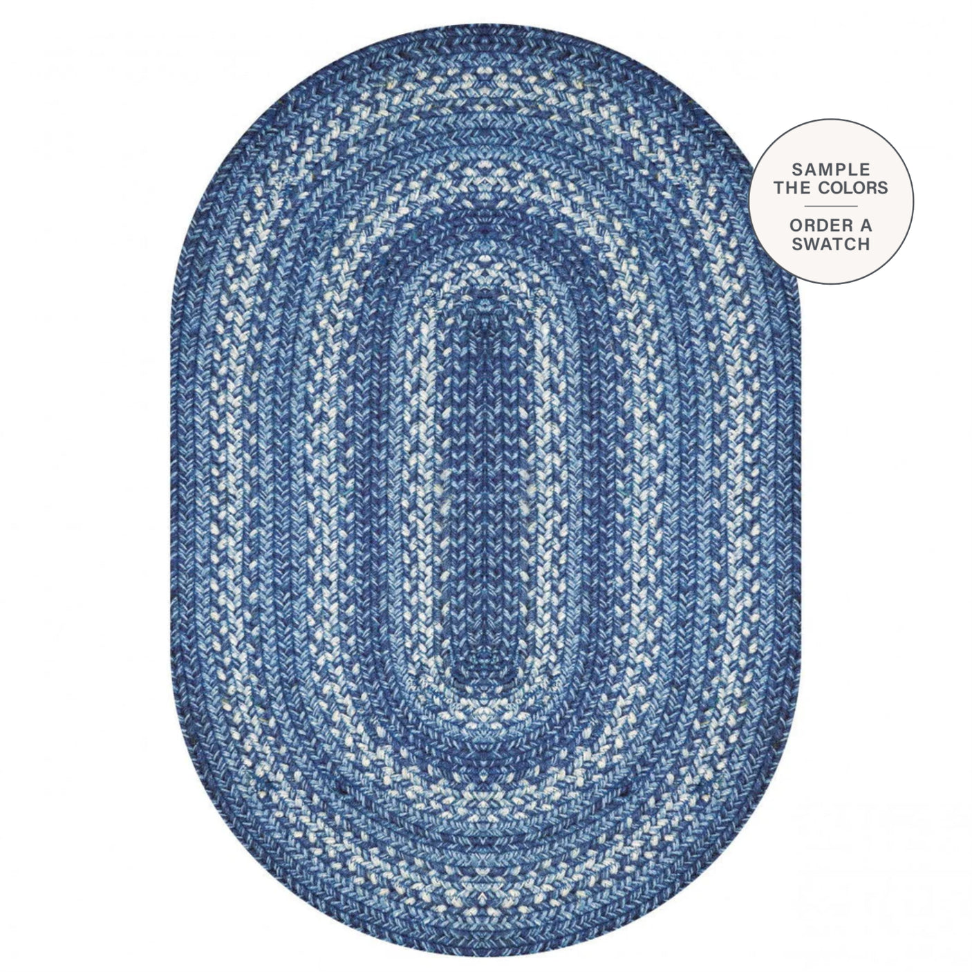 Denim Blue Braided Oval Jute Rugs