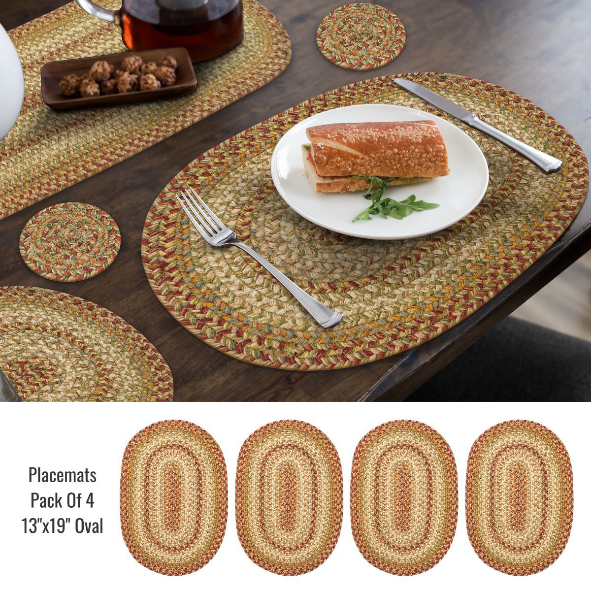 Oval Beige Braided Accessories for Dining Table Use