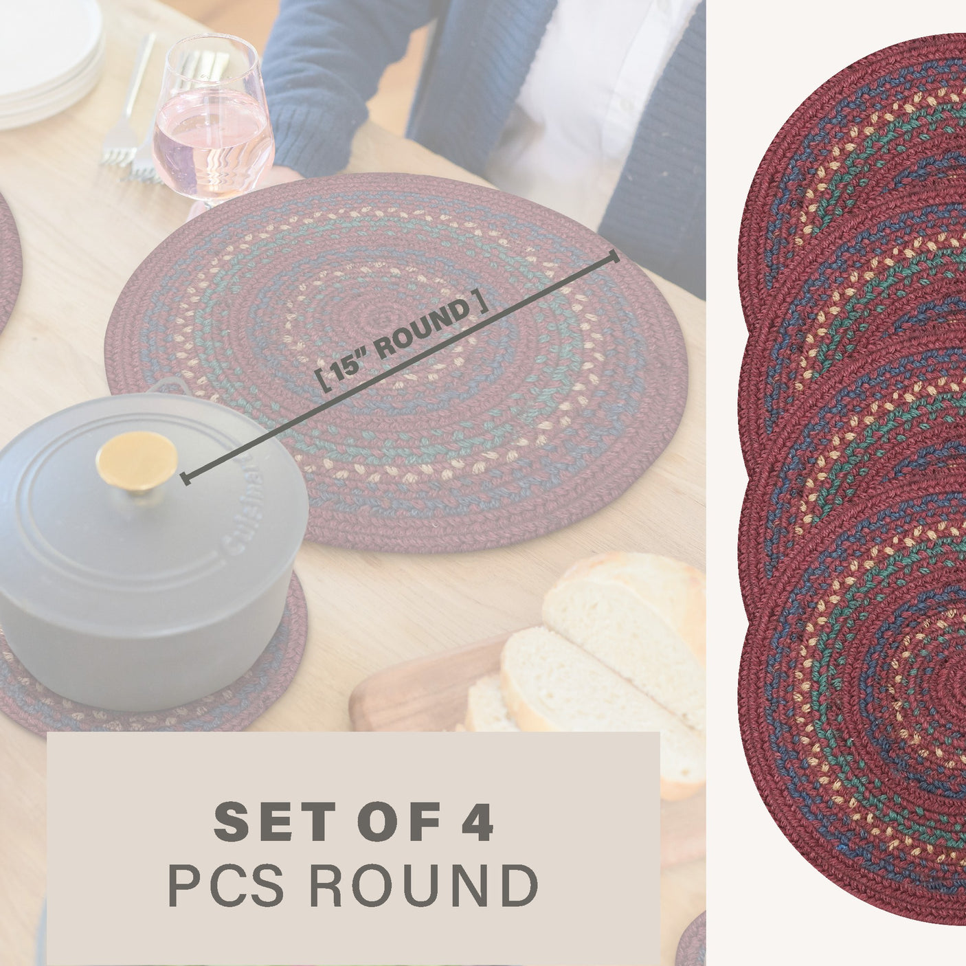 Jamestown Burgundy Jute Braided Accessories