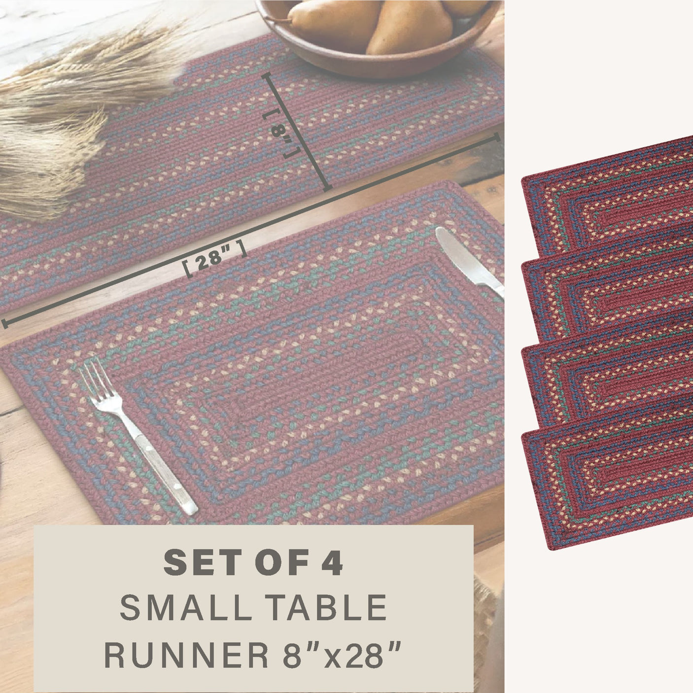 Jamestown Burgundy Jute Braided Accessories