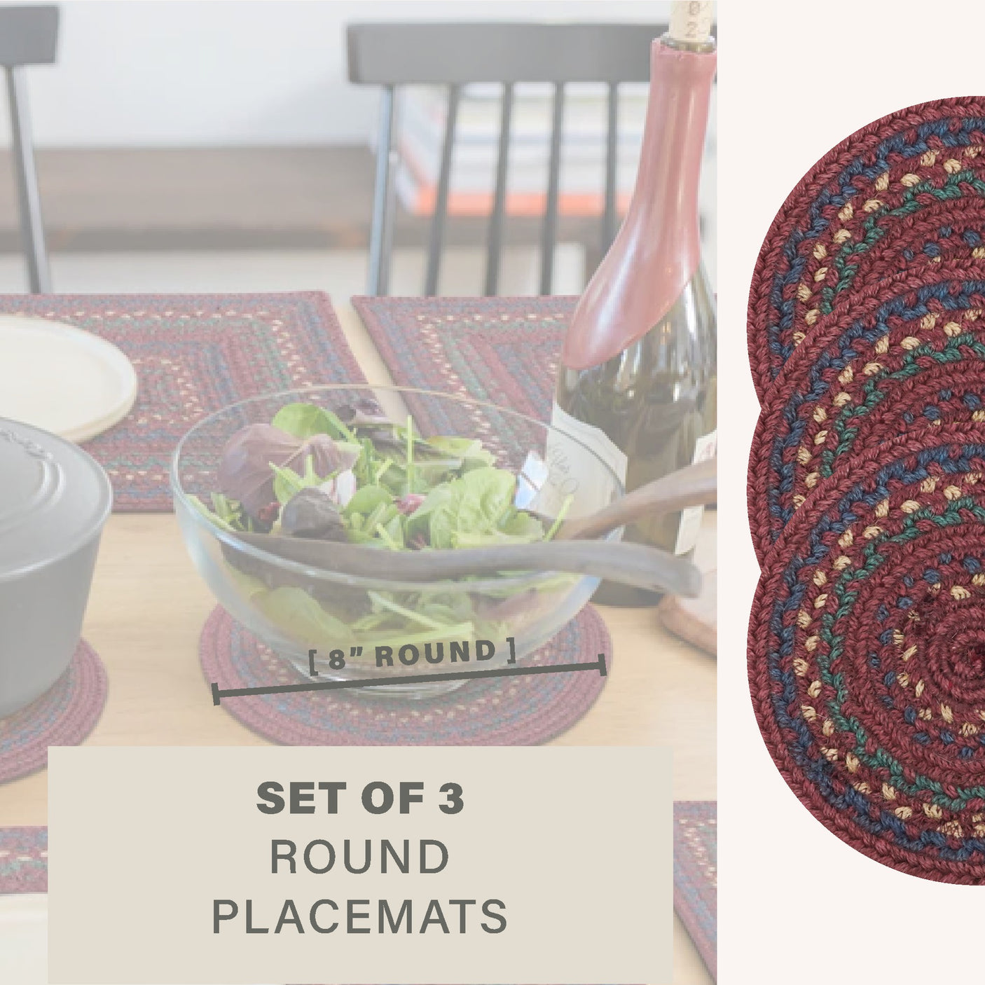Jamestown Burgundy Jute Braided Accessories