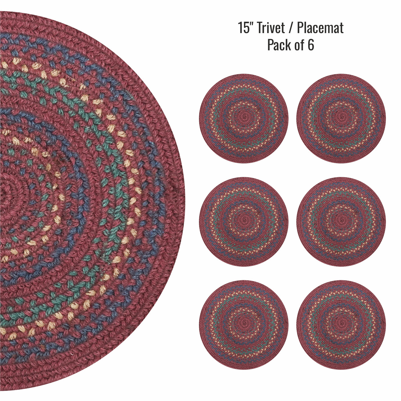 Jamestown Burgundy Jute Braided Accessories