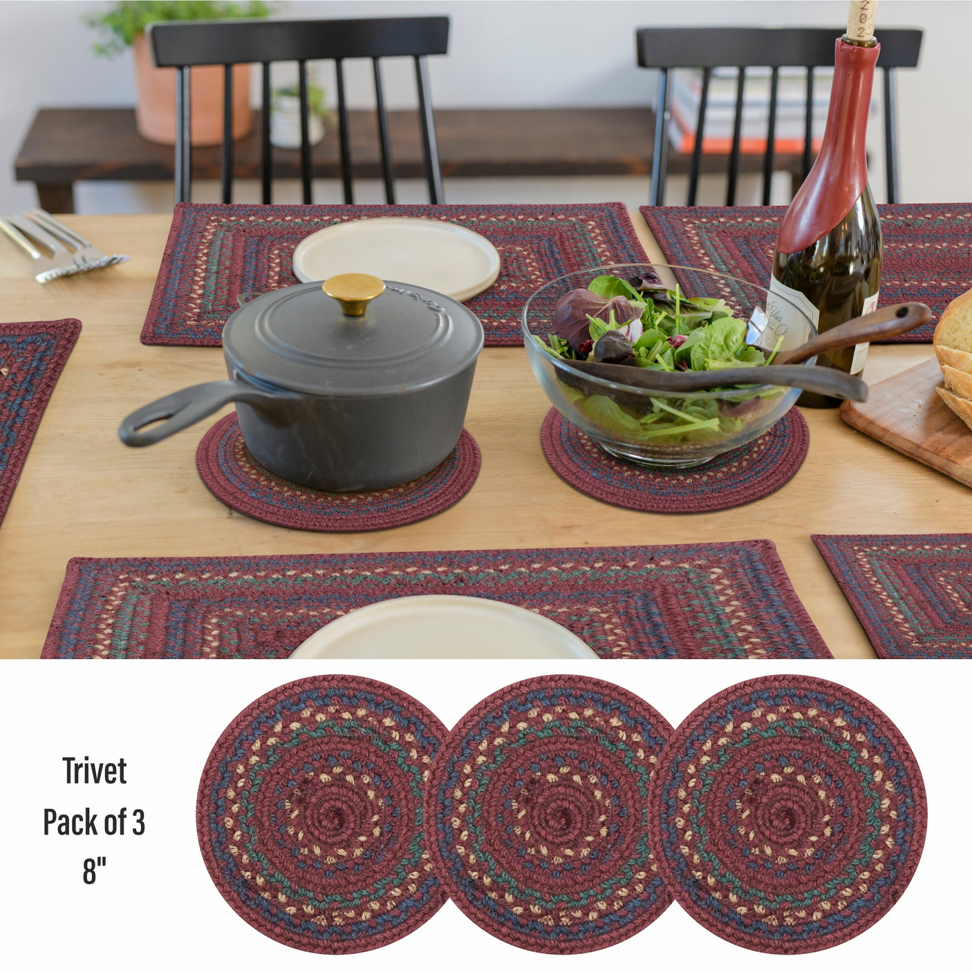 Jamestown Burgundy Jute Braided Accessories