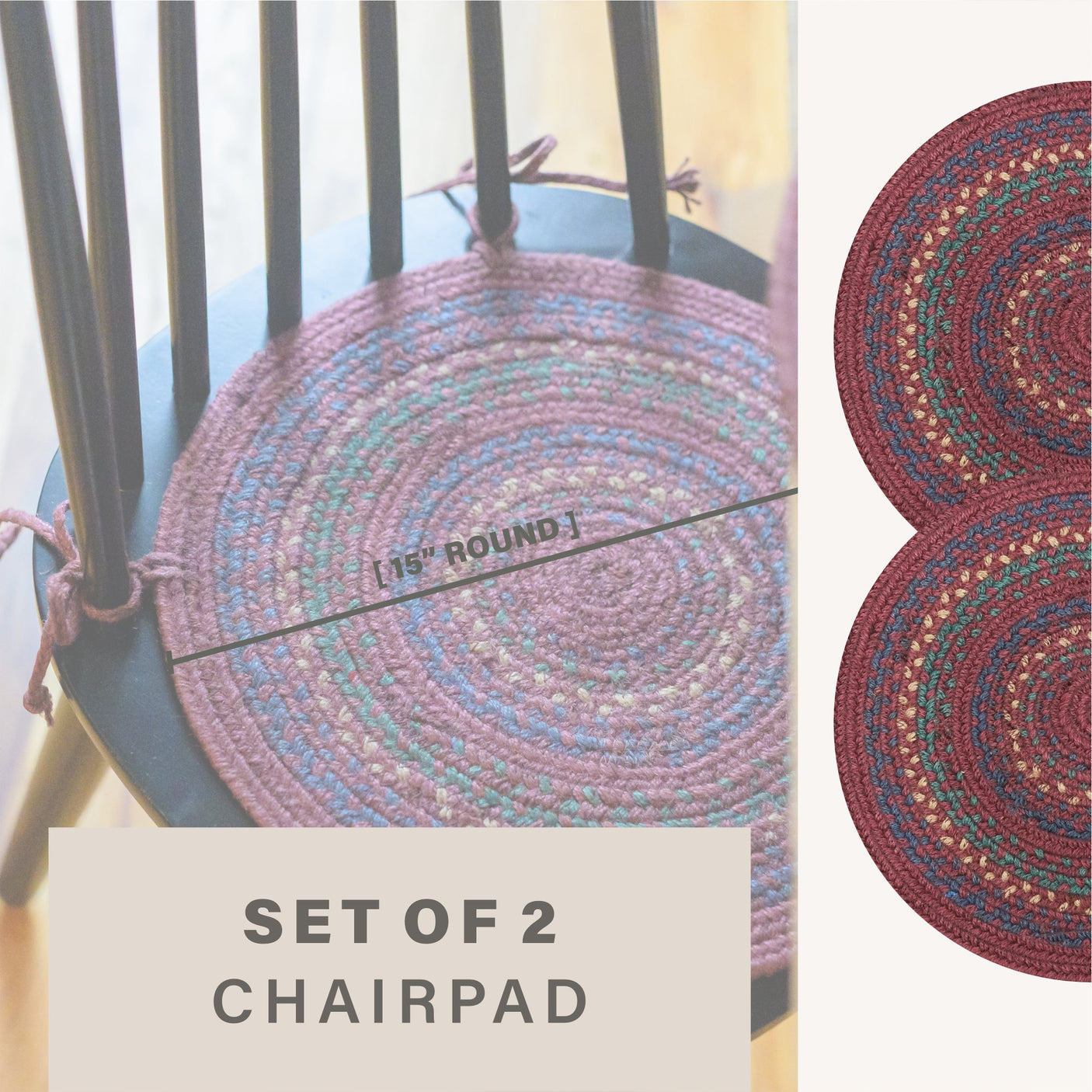 Jamestown Burgundy Jute Braided Accessories